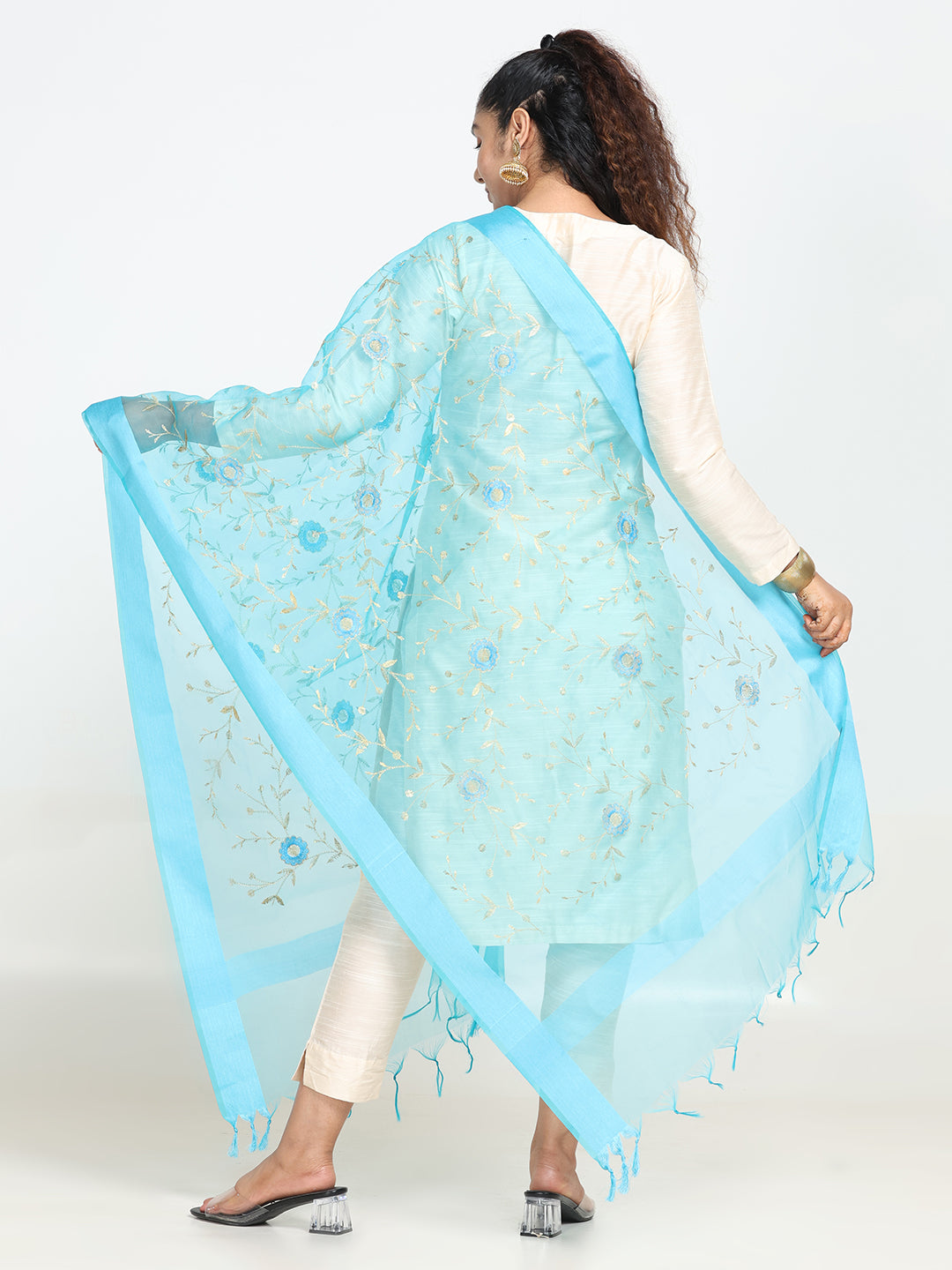 Embroidered Chanderi Dupatta
