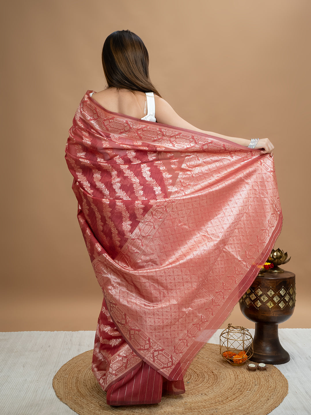 Floral Cotton Linen Saree