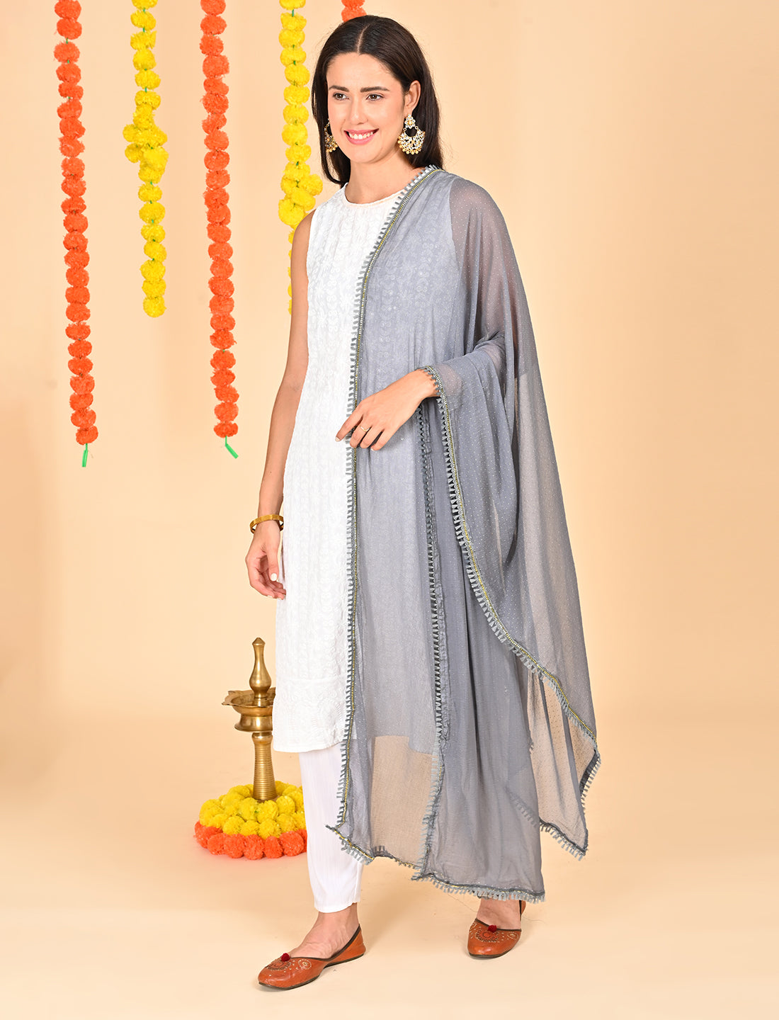 Ditsy Dots Chiffon Dupatta