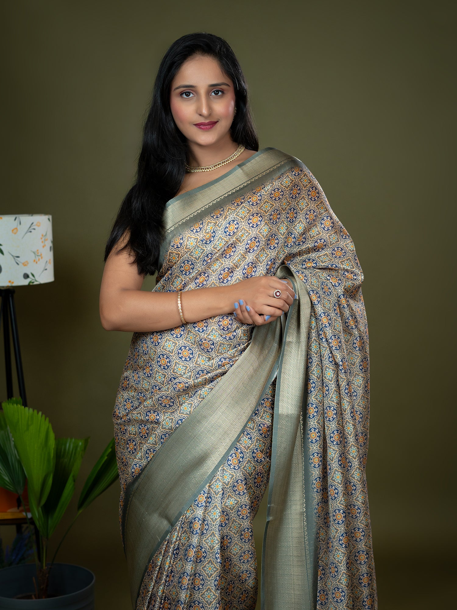 Ajrakh Art Silk Saree