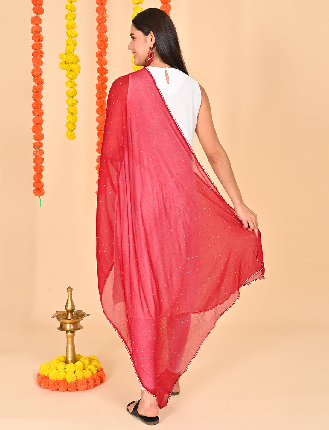 Ditsy Swarovski Chiffon Dupatta