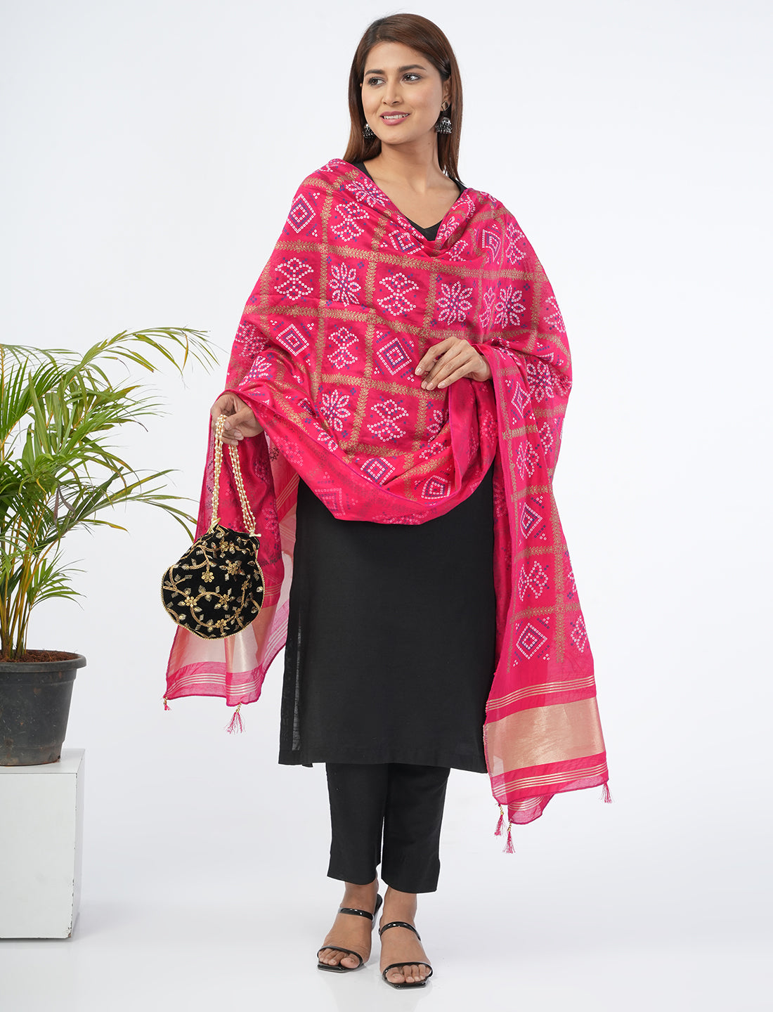 Ghatchola Checks Gaji Silk Dupatta