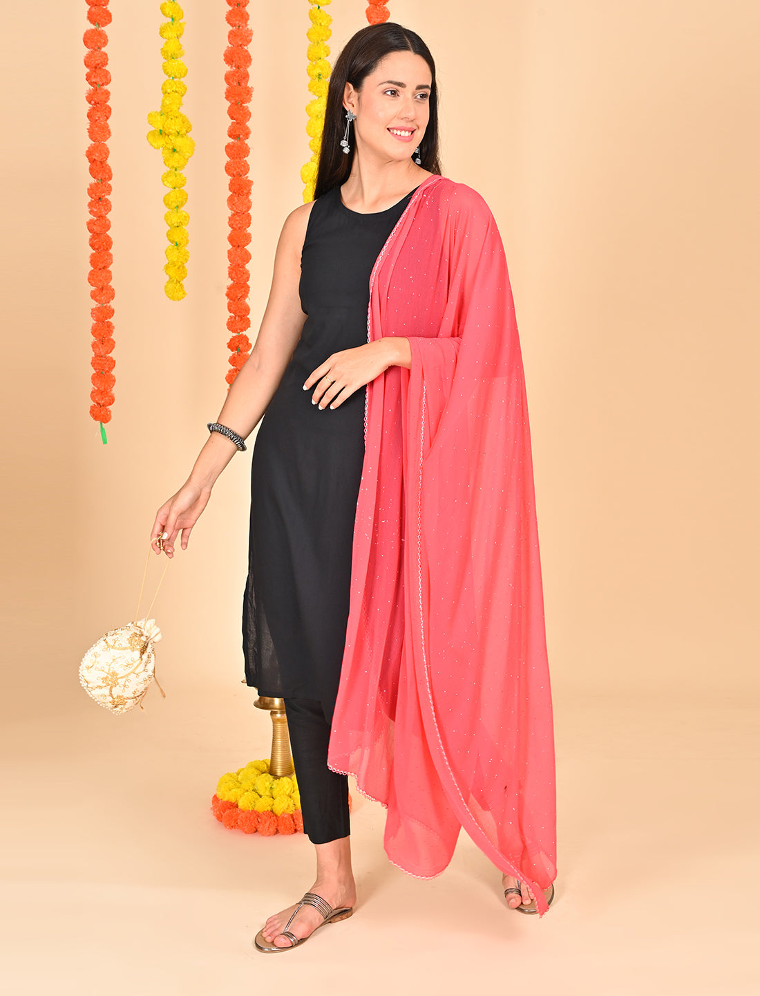 Ditsy Swarovski Chiffon Dupatta