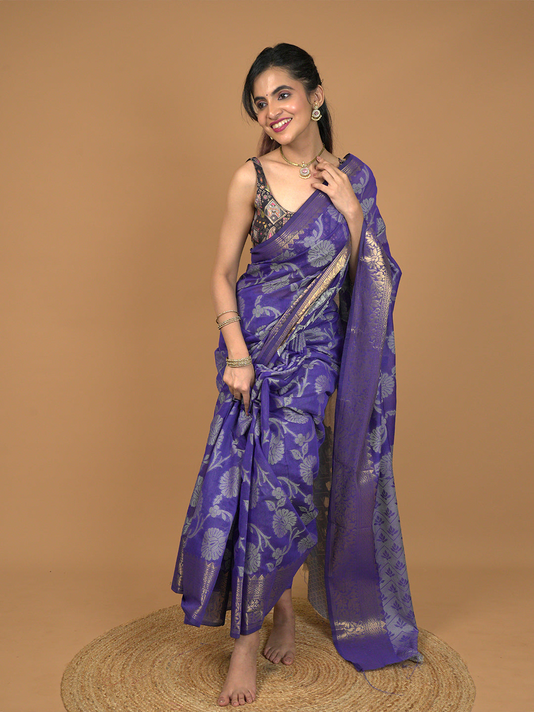 Kota Semi Cotton Geometric Saree