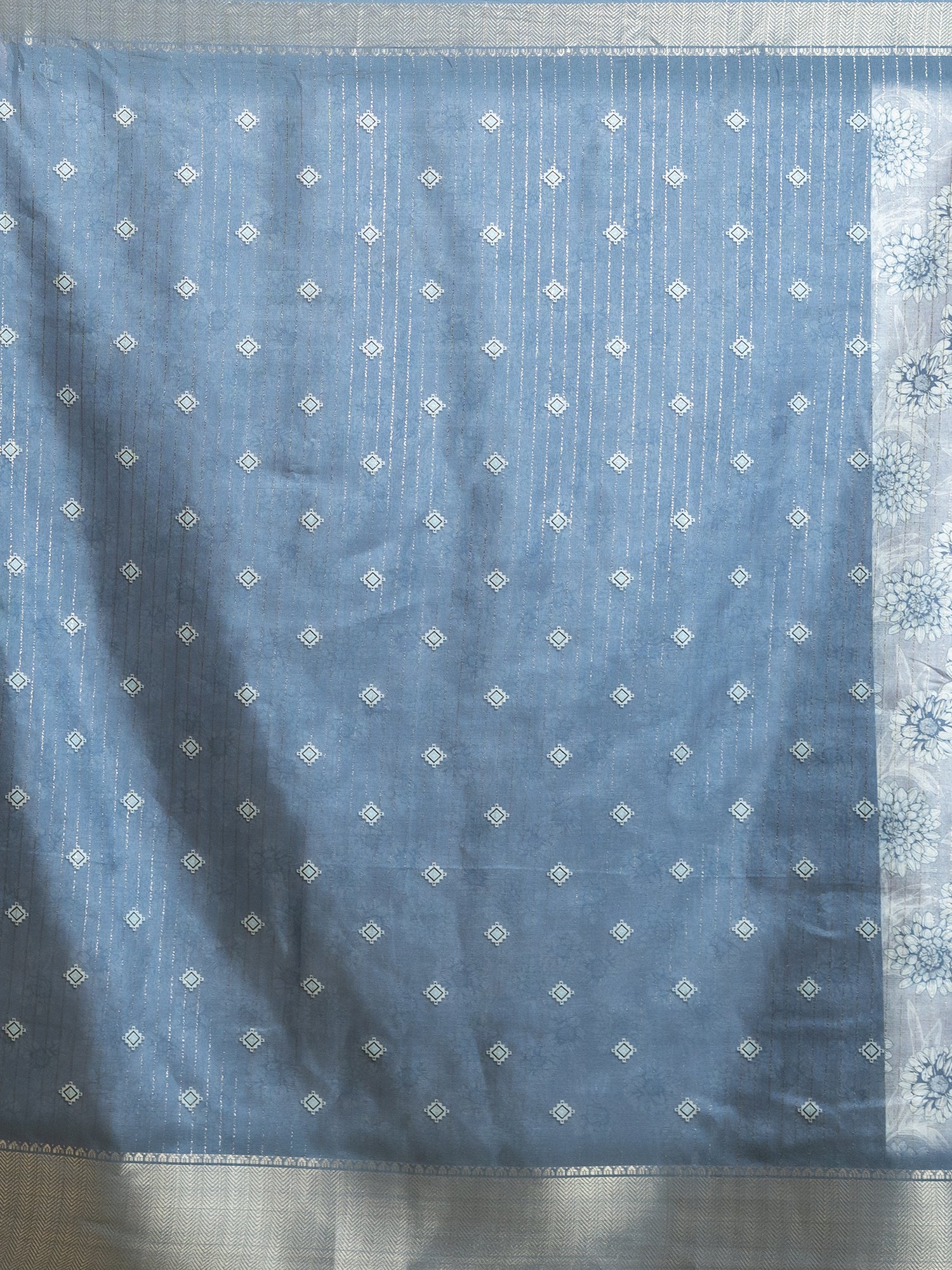 Blue Ajrakh Digital Print Saree