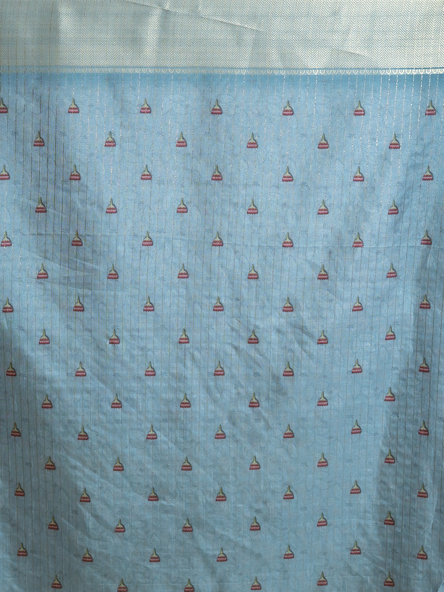 Sky Blue Ajrakh Digital Print Saree