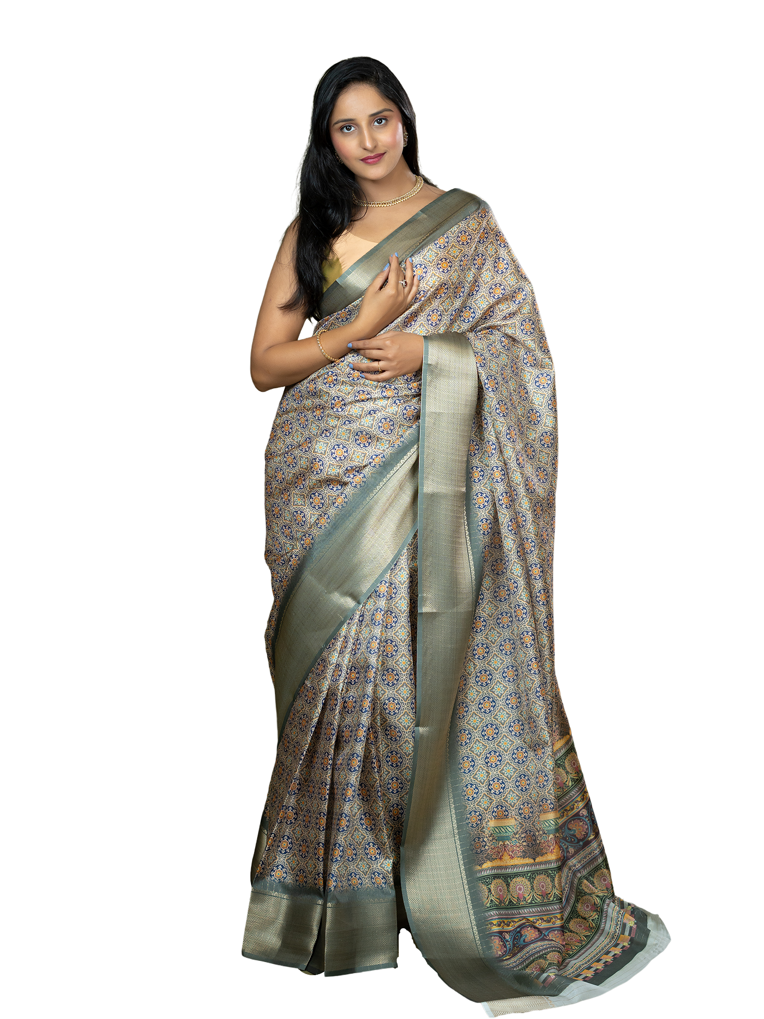 Ajrakh Art Silk Saree