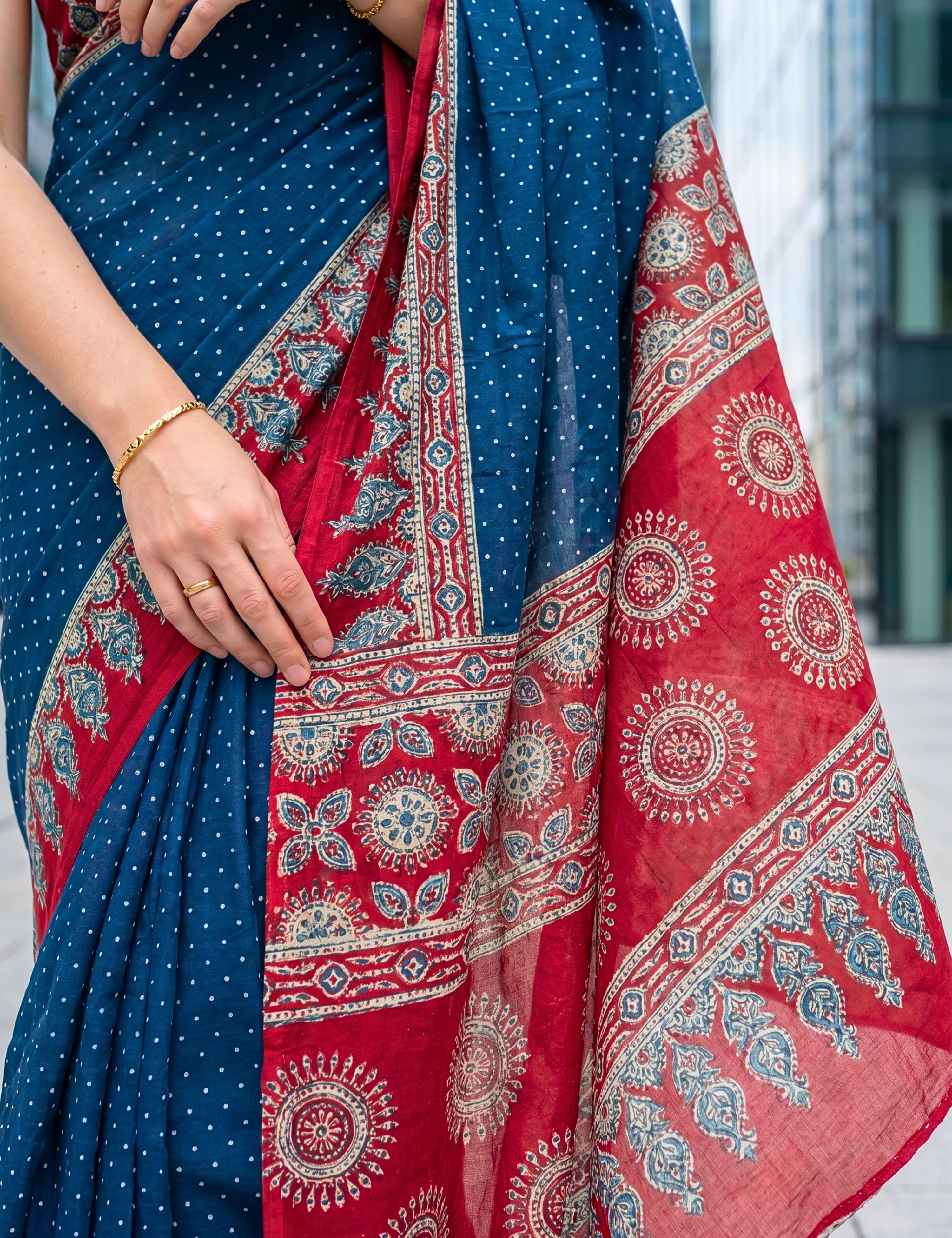 Ajrakh Crepe Saree
