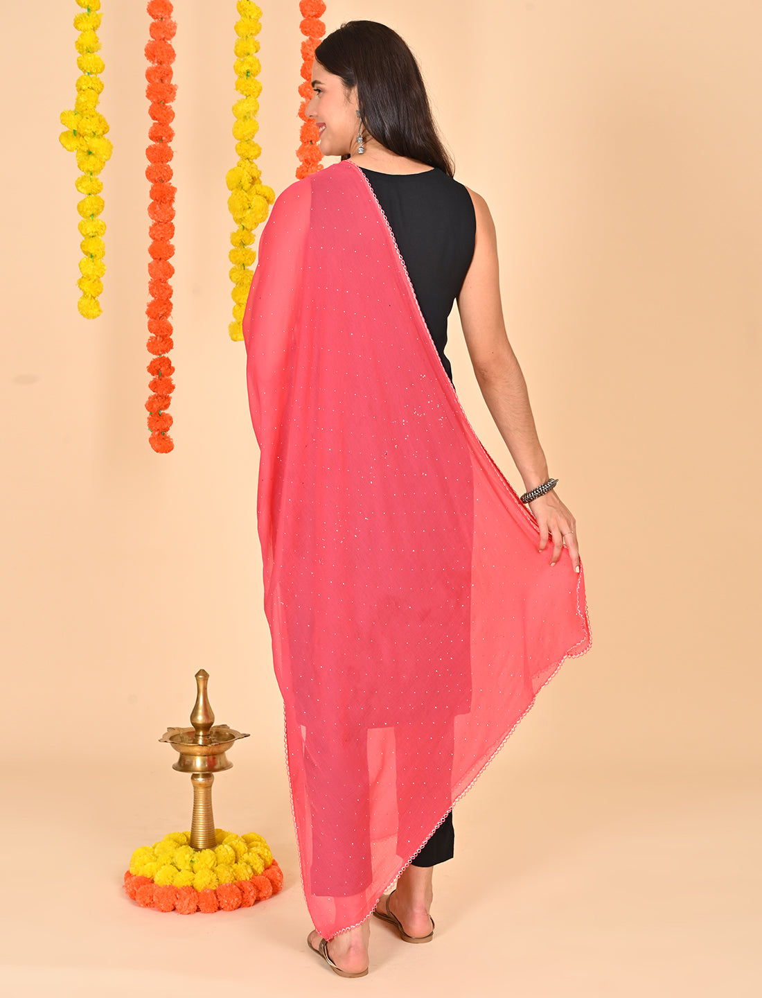 Ditsy Swarovski Chiffon Dupatta