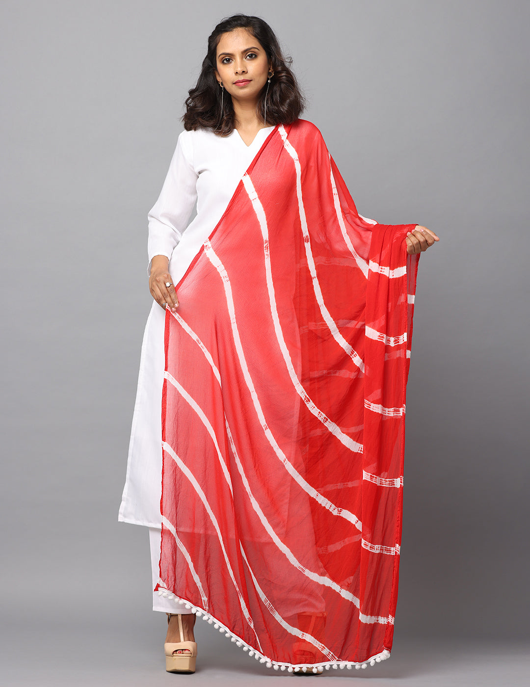 Striped Bandhini Chiffon Dupatta