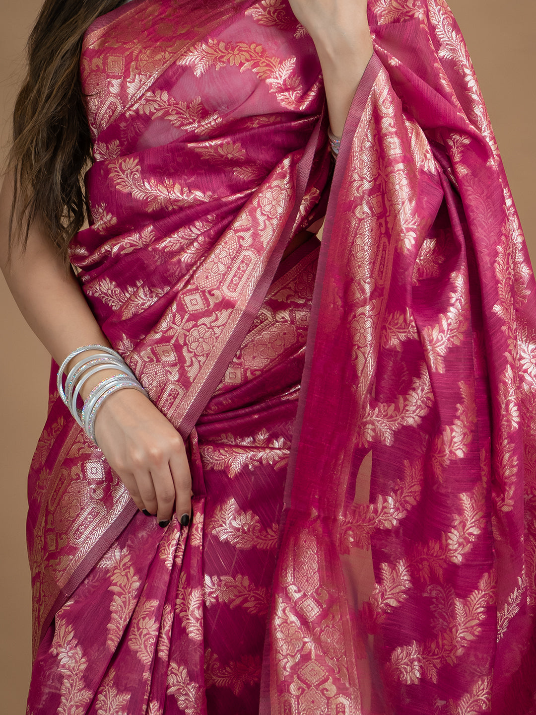 Floral Cotton Linen Saree