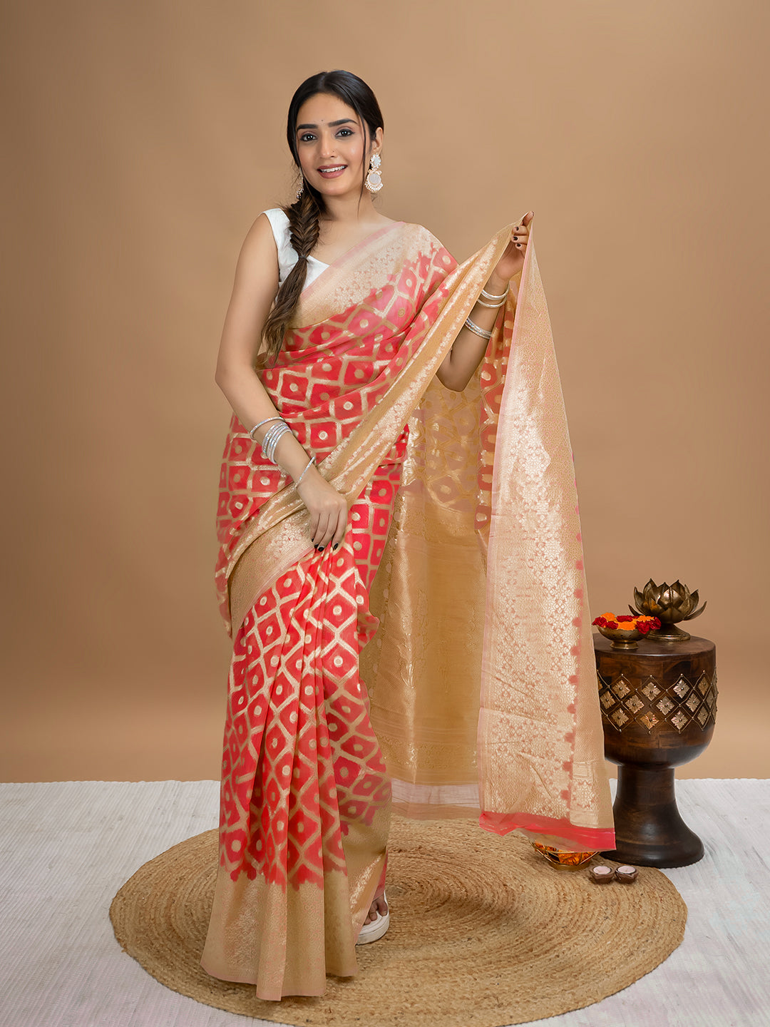 Floral Cotton Linen Saree