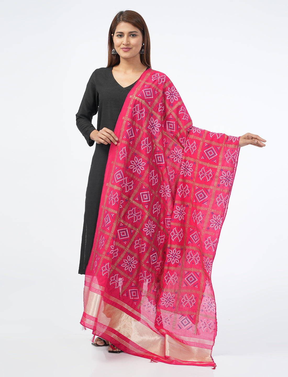 Ghatchola Checks Gaji Silk Dupatta