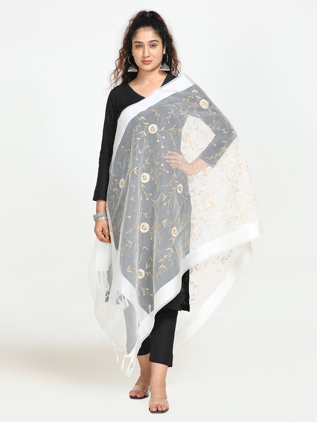 Embroidered Chanderi Dupatta