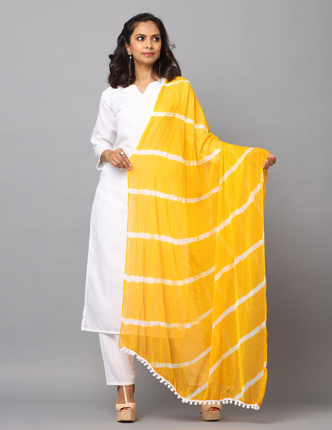 Striped Bandhini Chiffon Dupatta