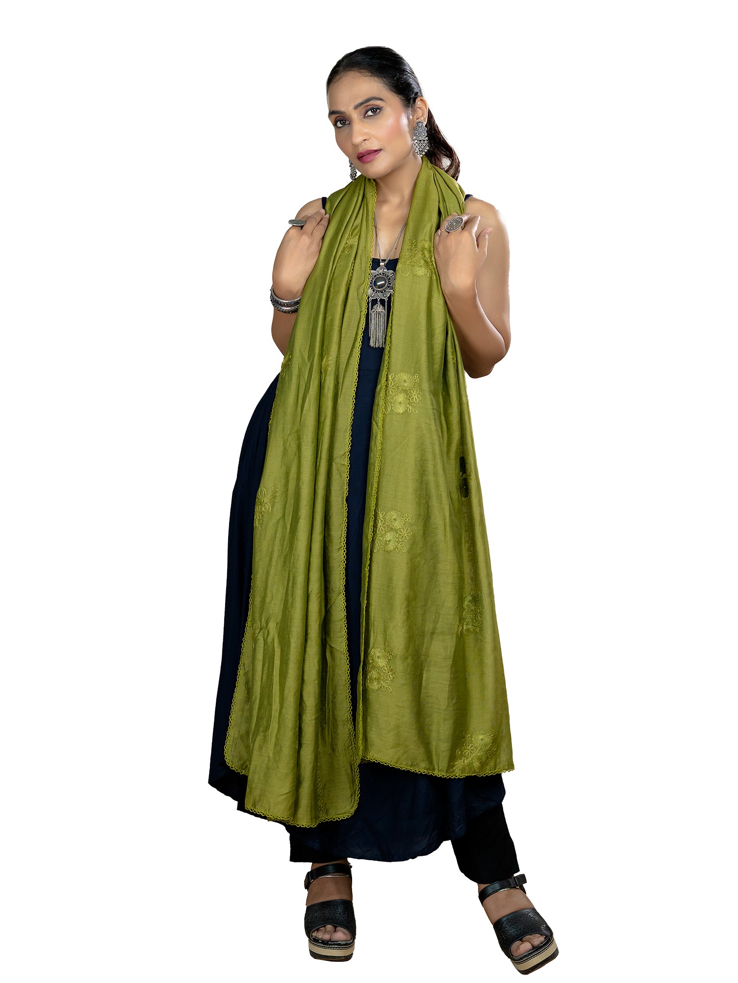 Embroidered Chanderi Dupatta
