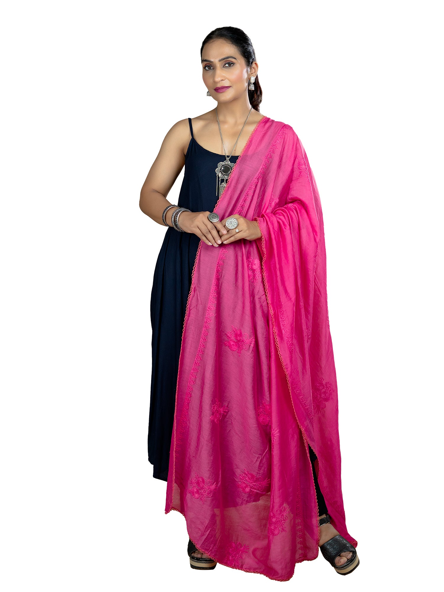 Embroidered Chanderi Dupatta
