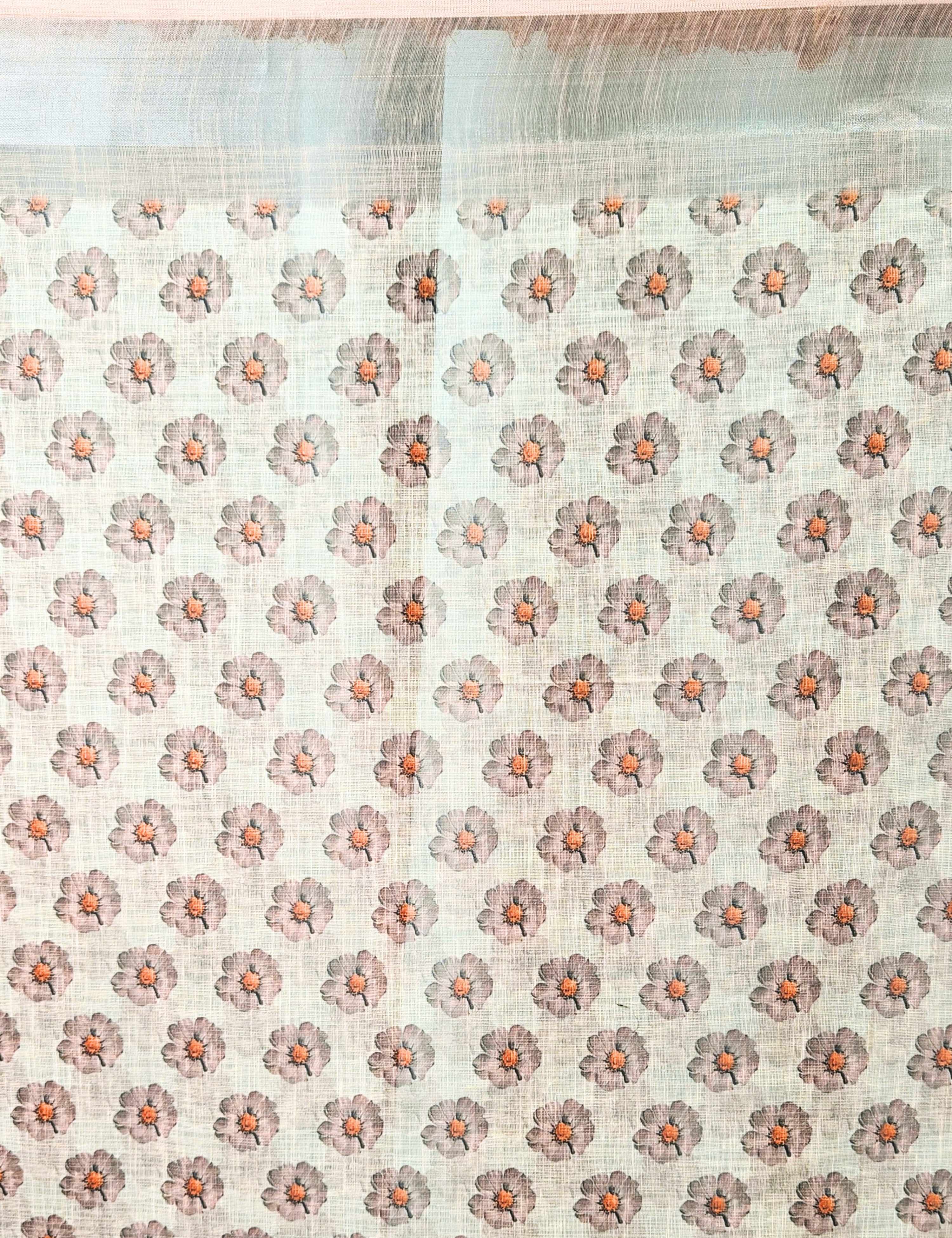 Floral Linen Blend Saree