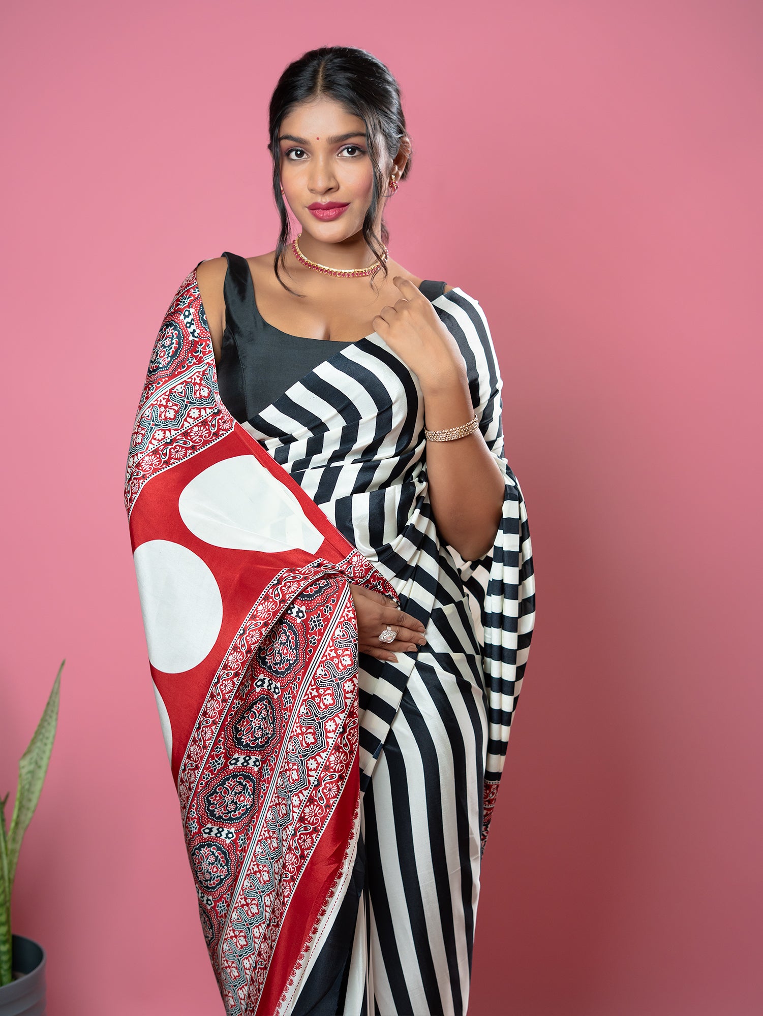 Black Ajrakh Digital Print Saree