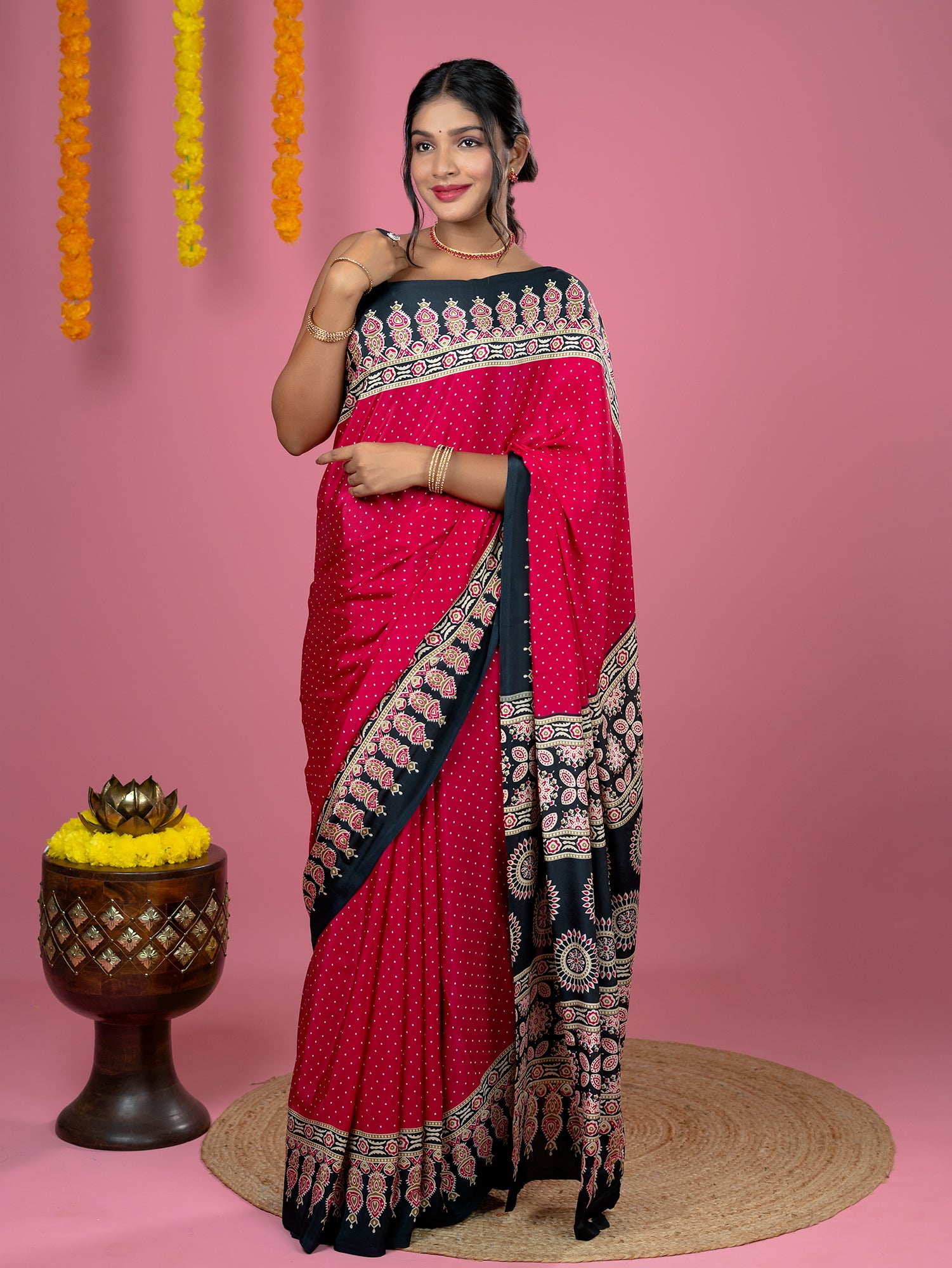Ajrakh Crepe Saree
