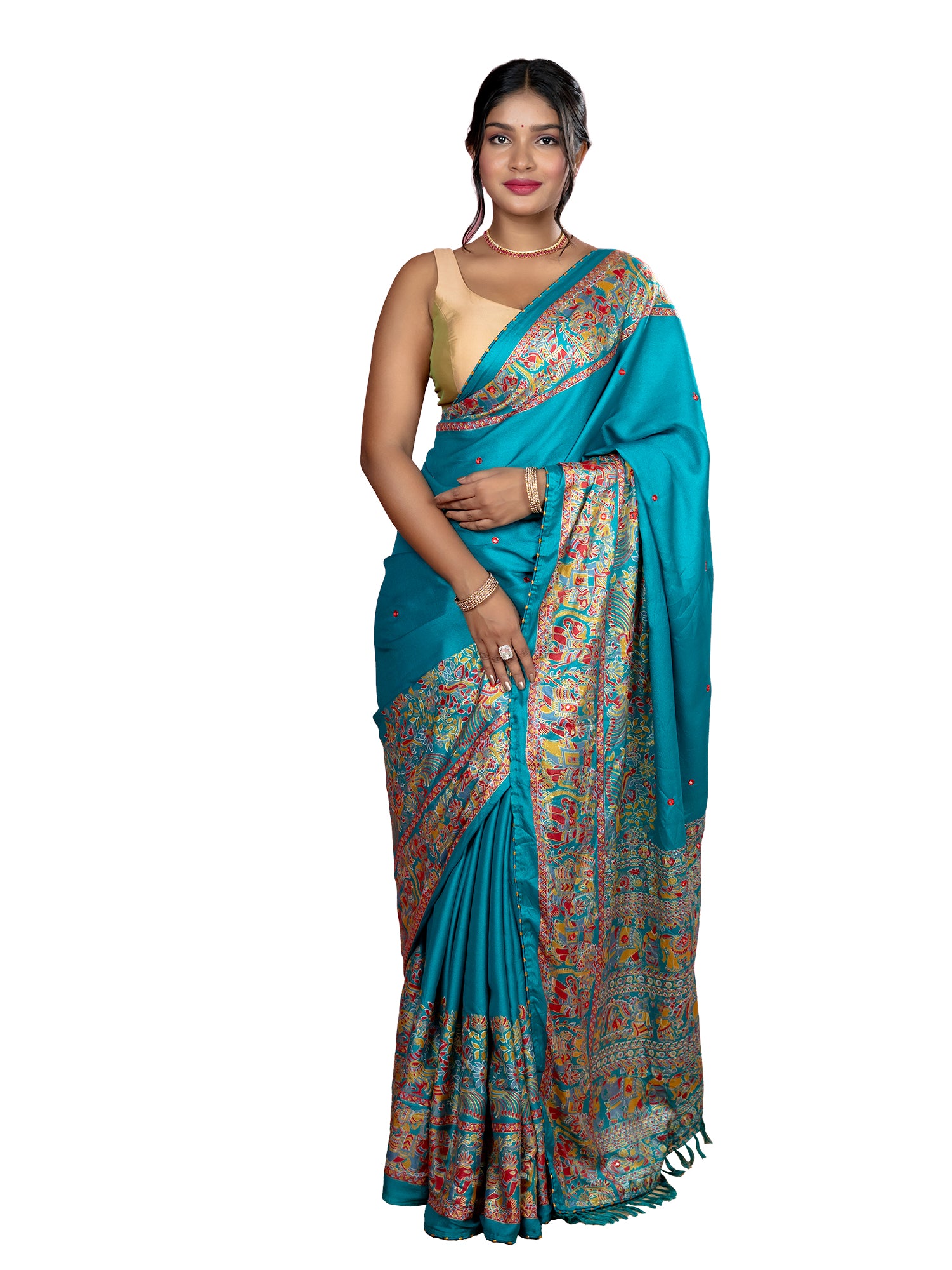 Turquoise Kutch Print Saree
