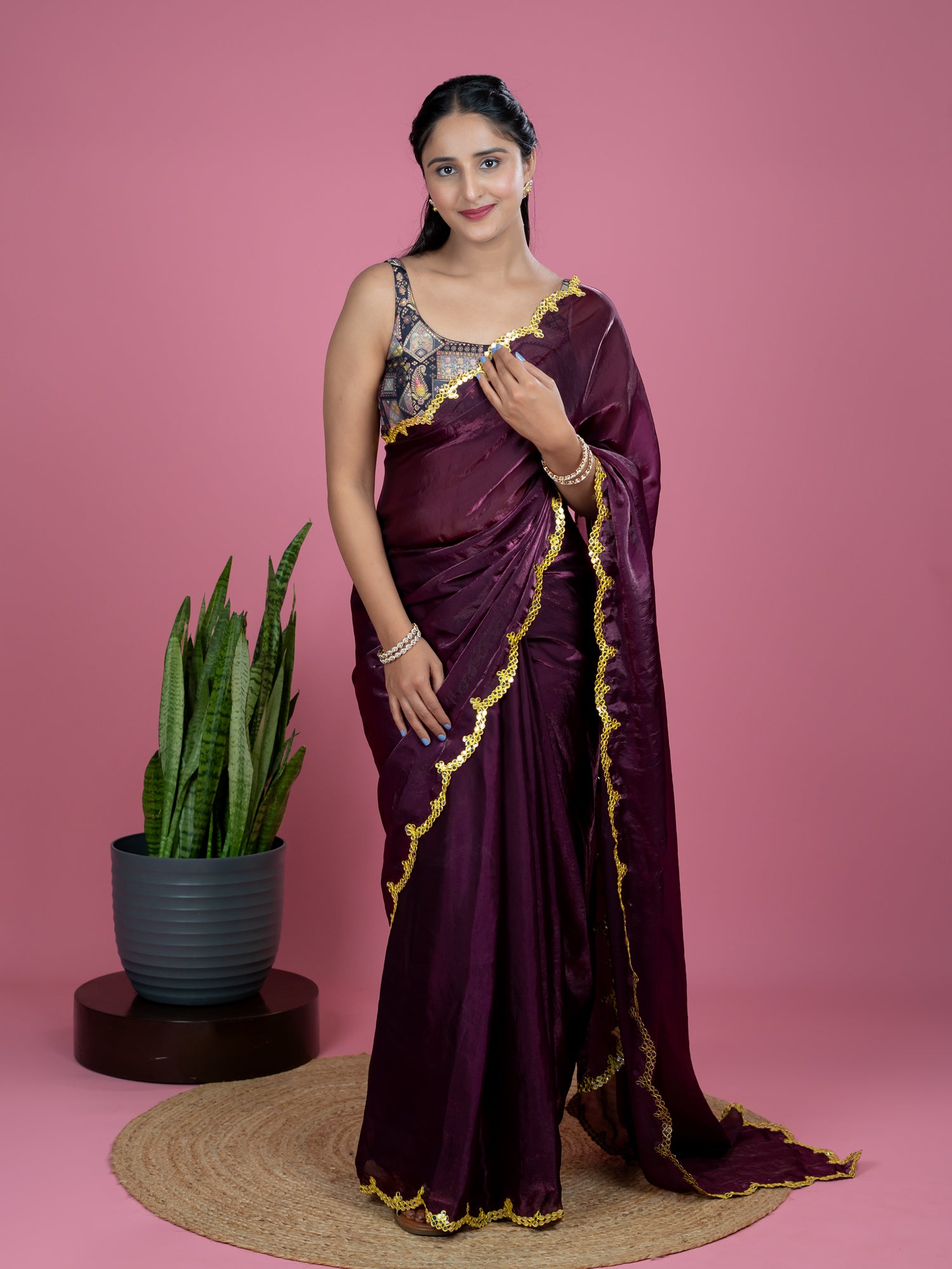 Maroon Ready to Wear Party Saree