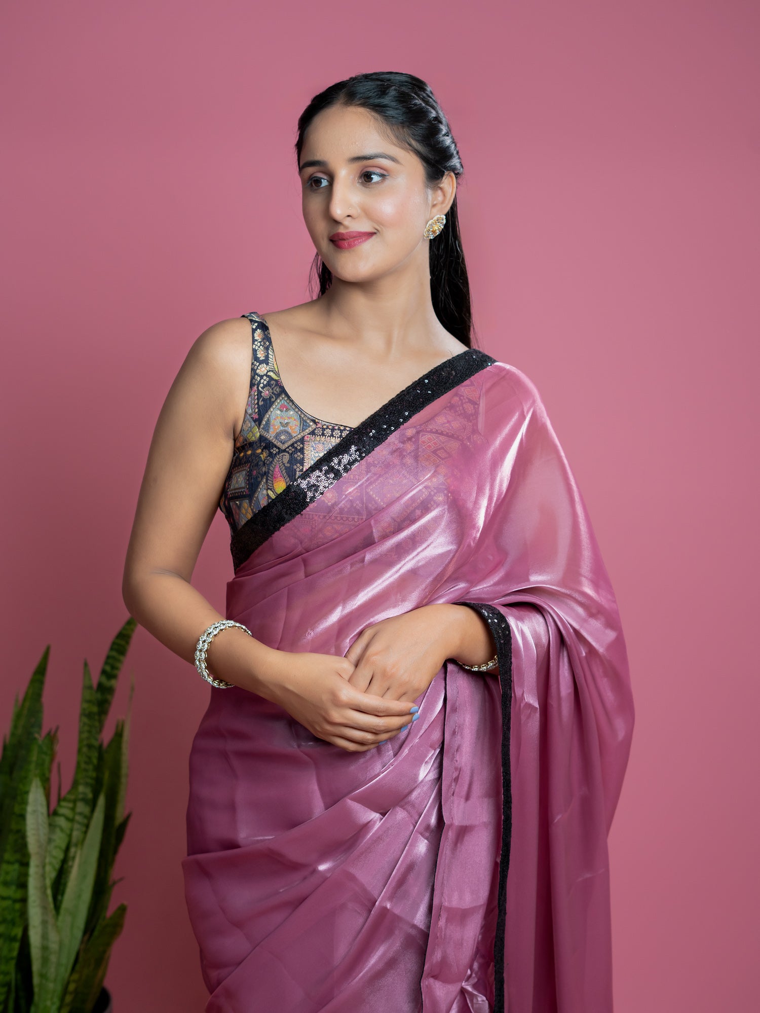 Maroon Ready to Wear Party Saree