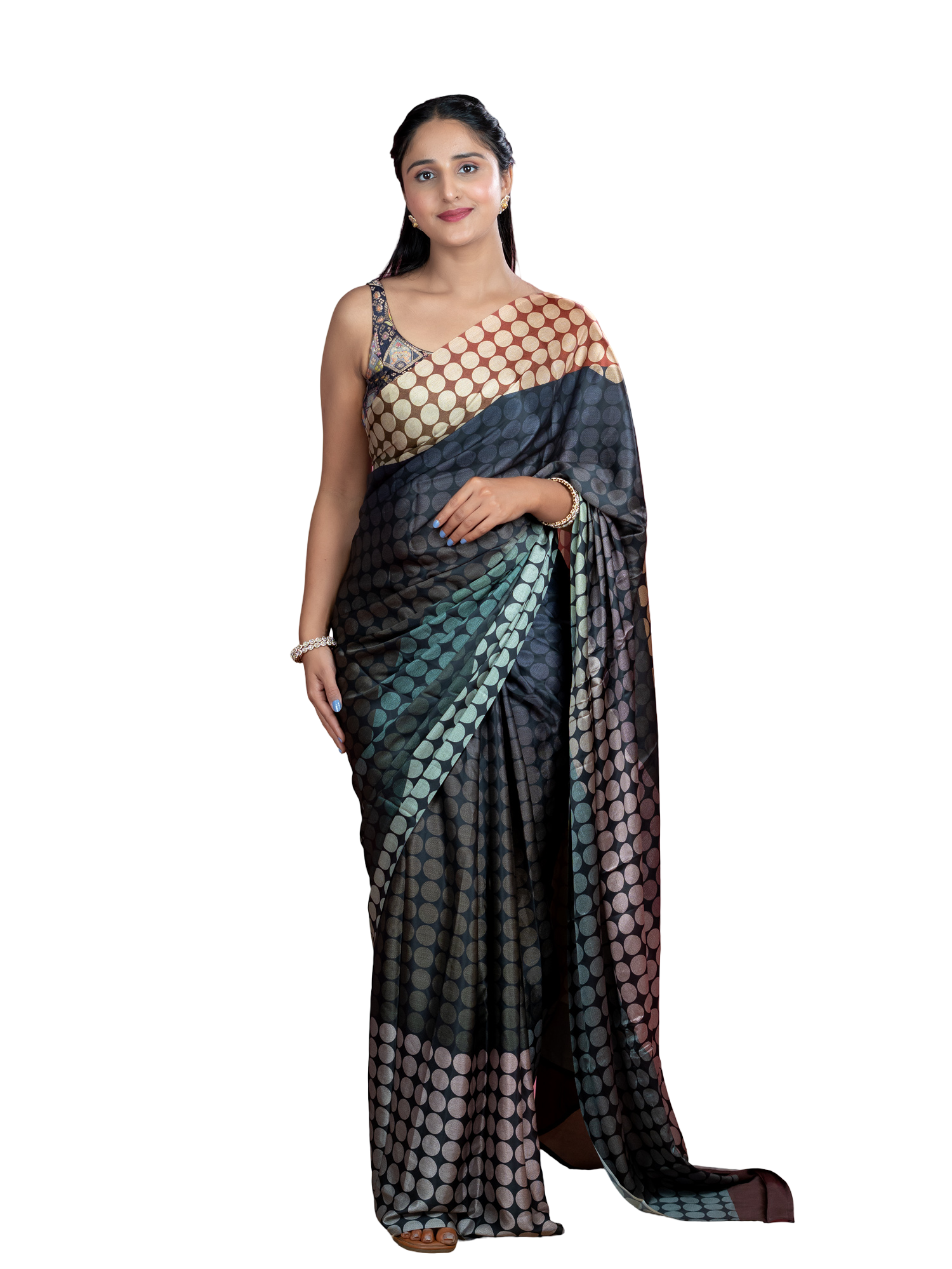 Multicolored Ready to Wear Party Saree