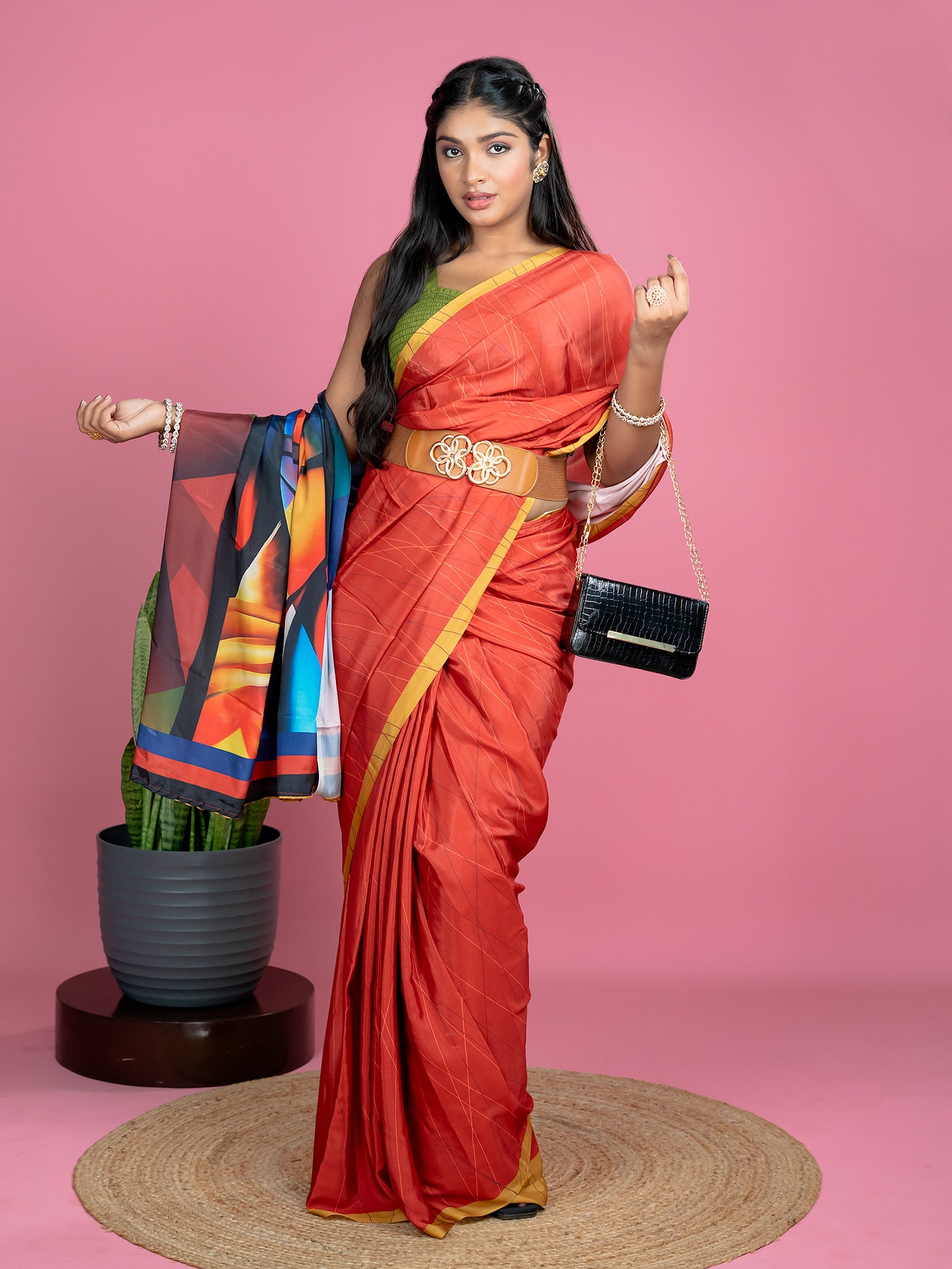 Red Ready to Wear Party Saree