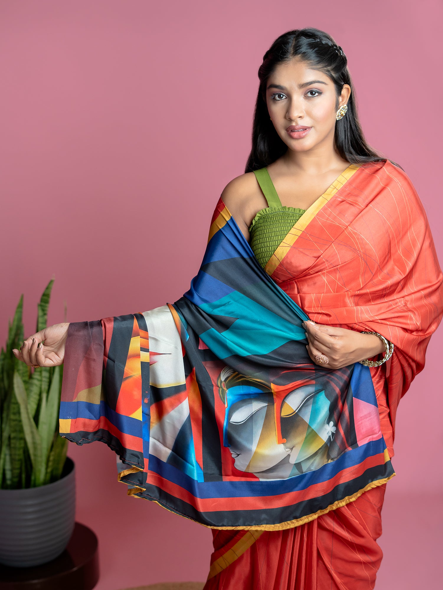 Red Ready to Wear Party Saree