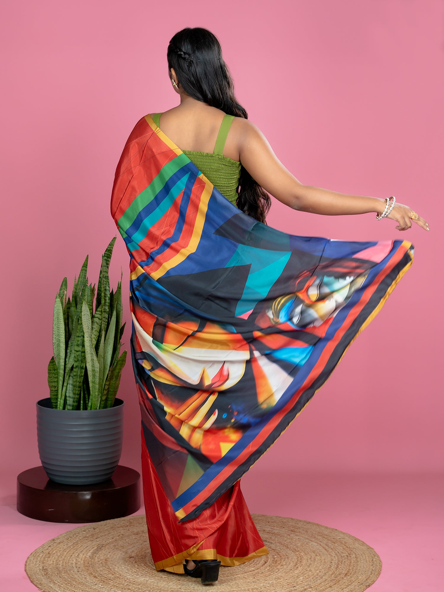 Red Ready to Wear Party Saree