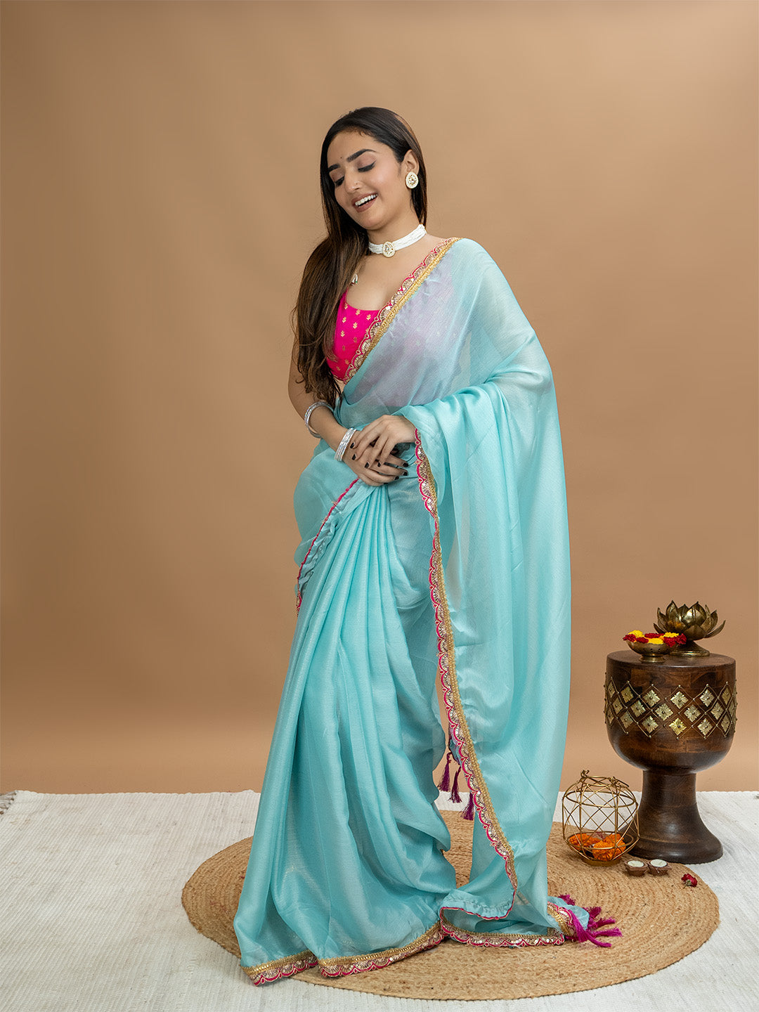 Seagreen Party Saree
