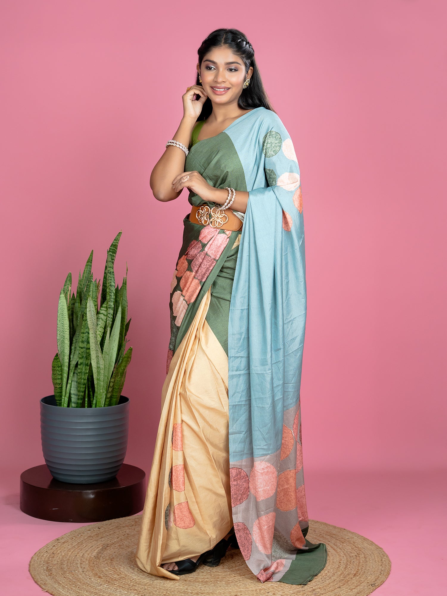 Green Ready to Wear Party Saree