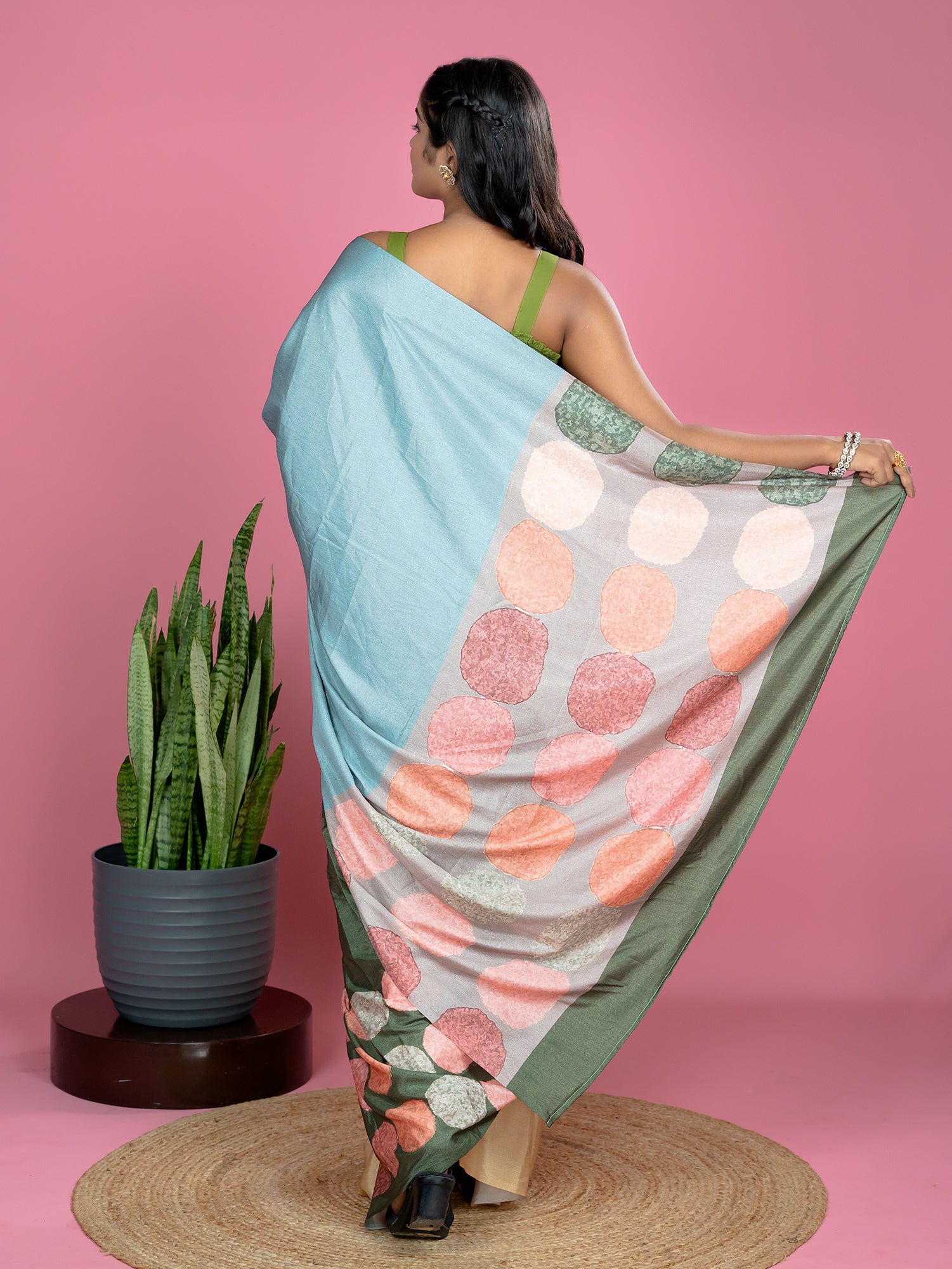 Green Ready to Wear Party Saree