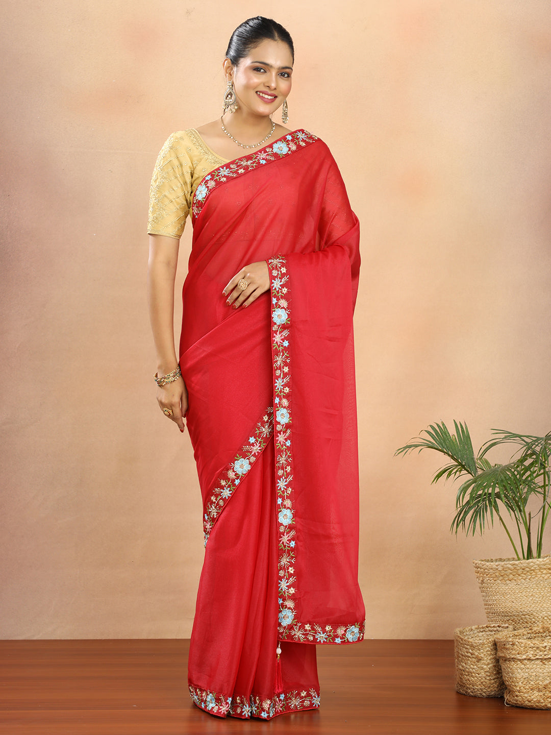 Tissue Georgette Crepe Silk Saree