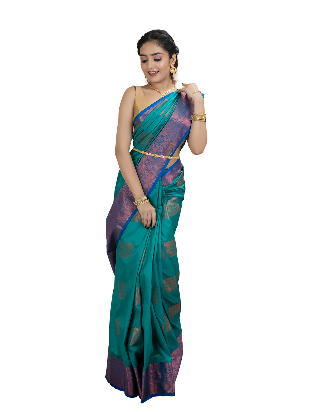 Turquoise South Silk Saree