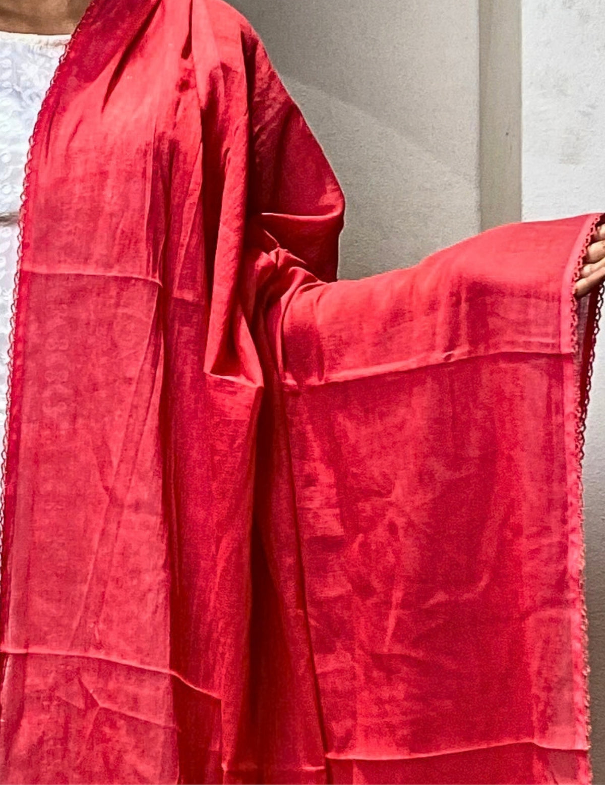 Solid Pink Cotton Dupatta
