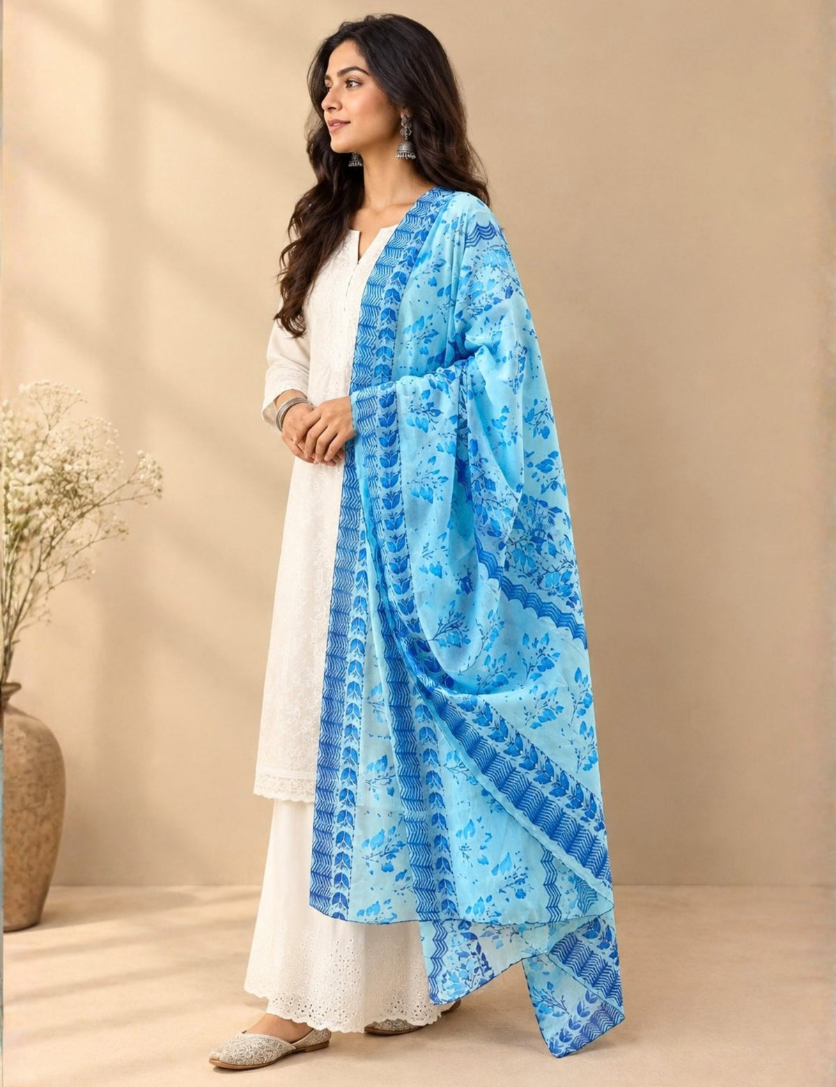 Ethnic Blue Cotton Dupatta