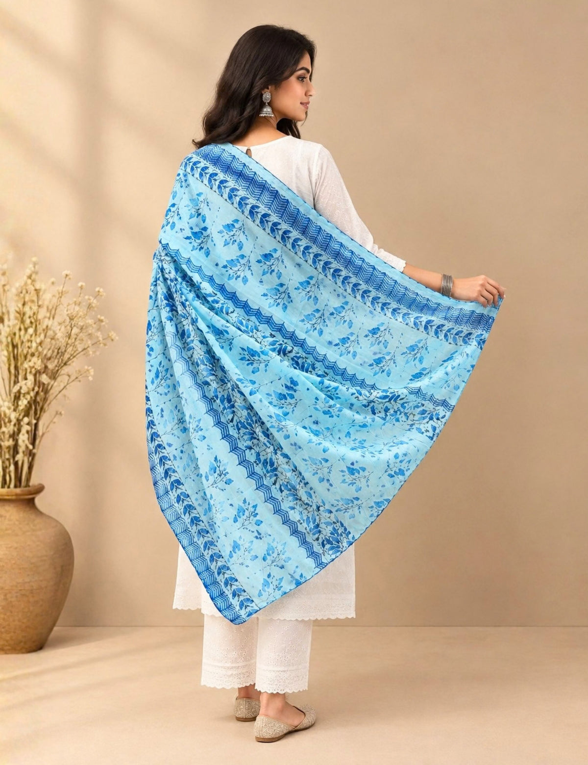 Ethnic Blue Cotton Dupatta