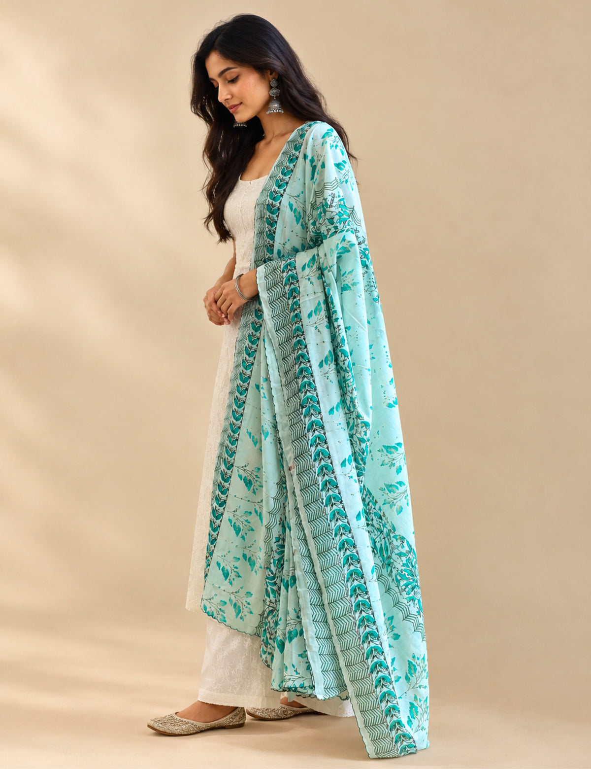 Ethnic Green Cotton Dupatta