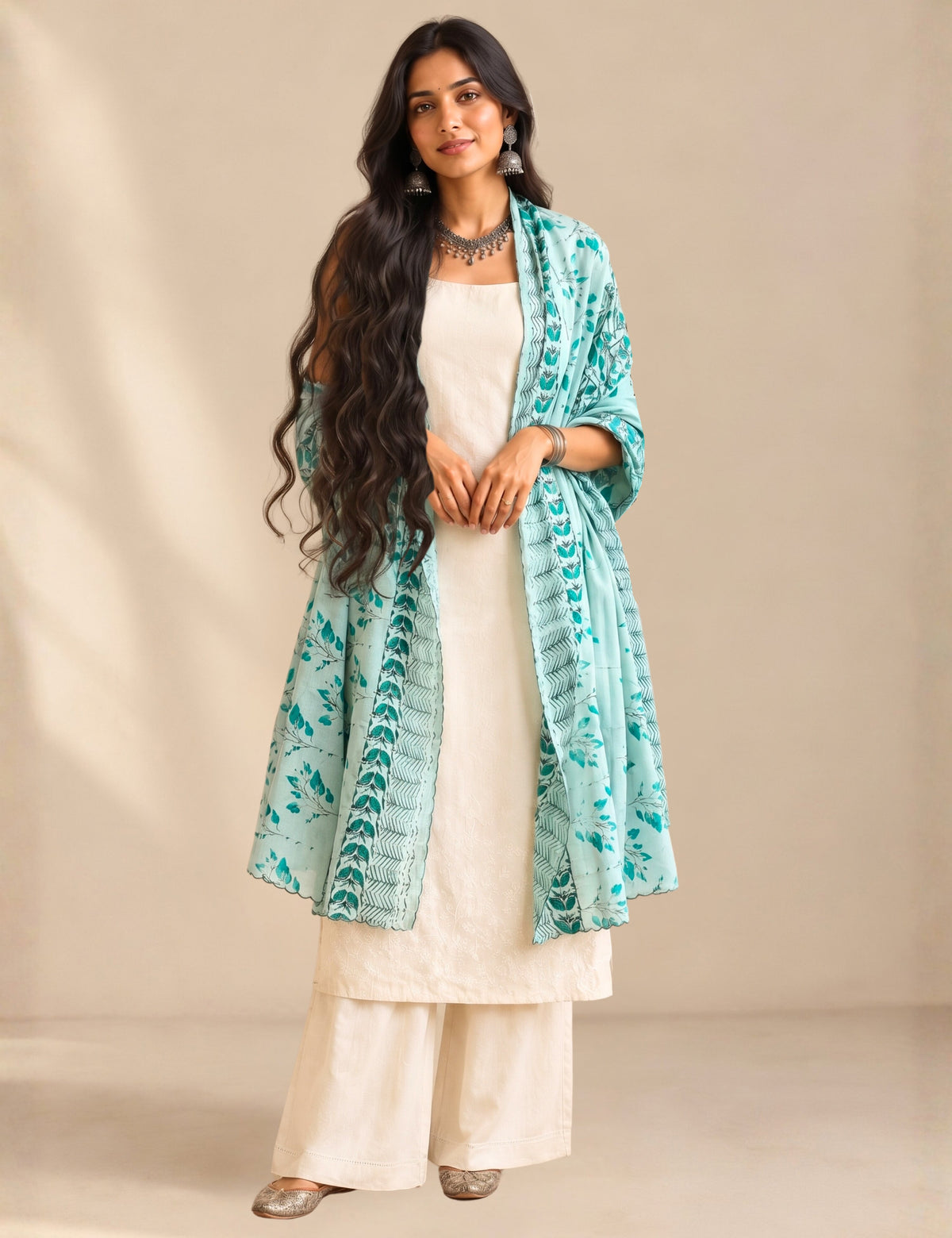 Ethnic Green Cotton Dupatta