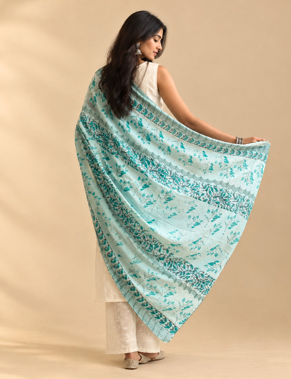 Ethnic Green Cotton Dupatta