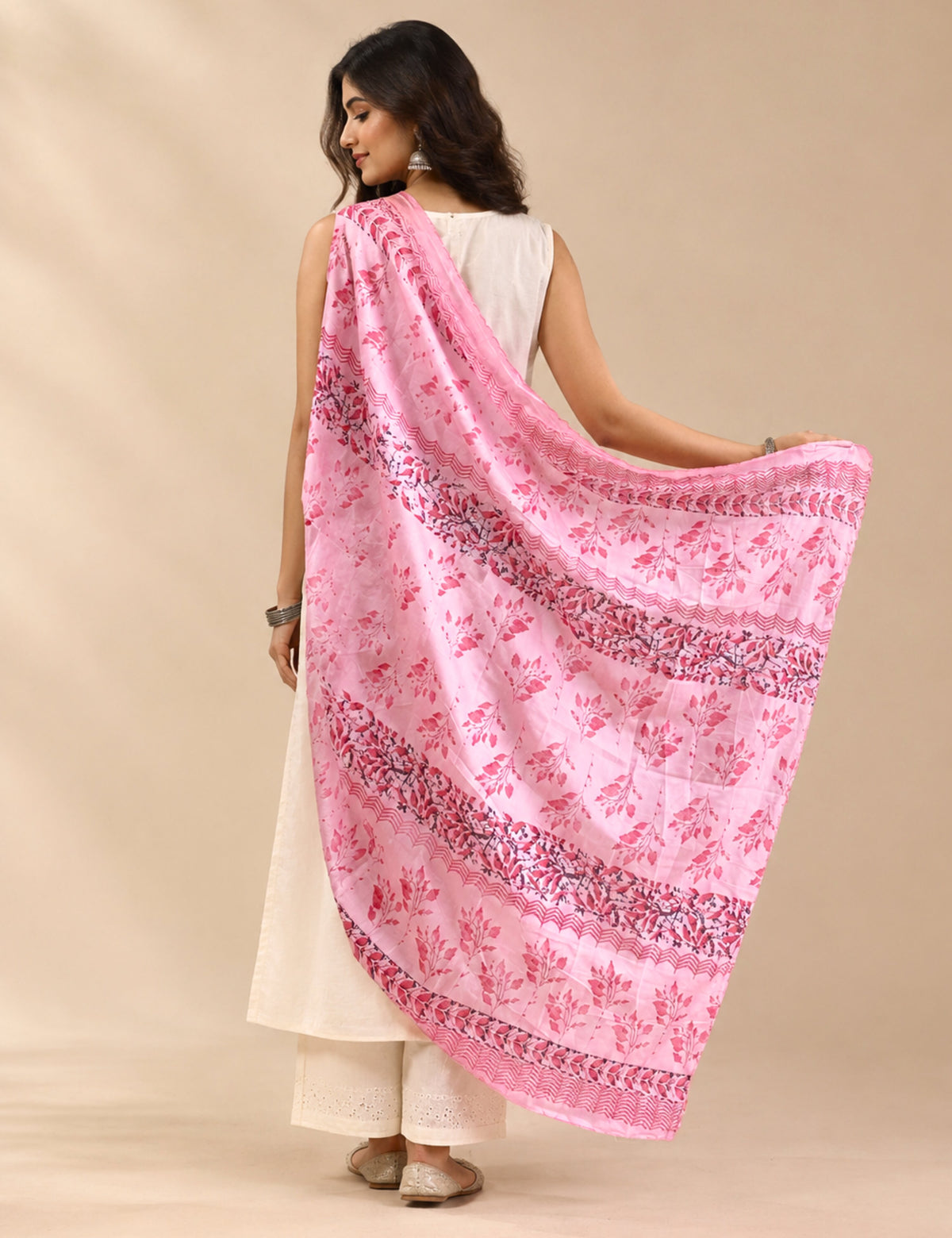 Ethnic Pink Cotton Dupatta