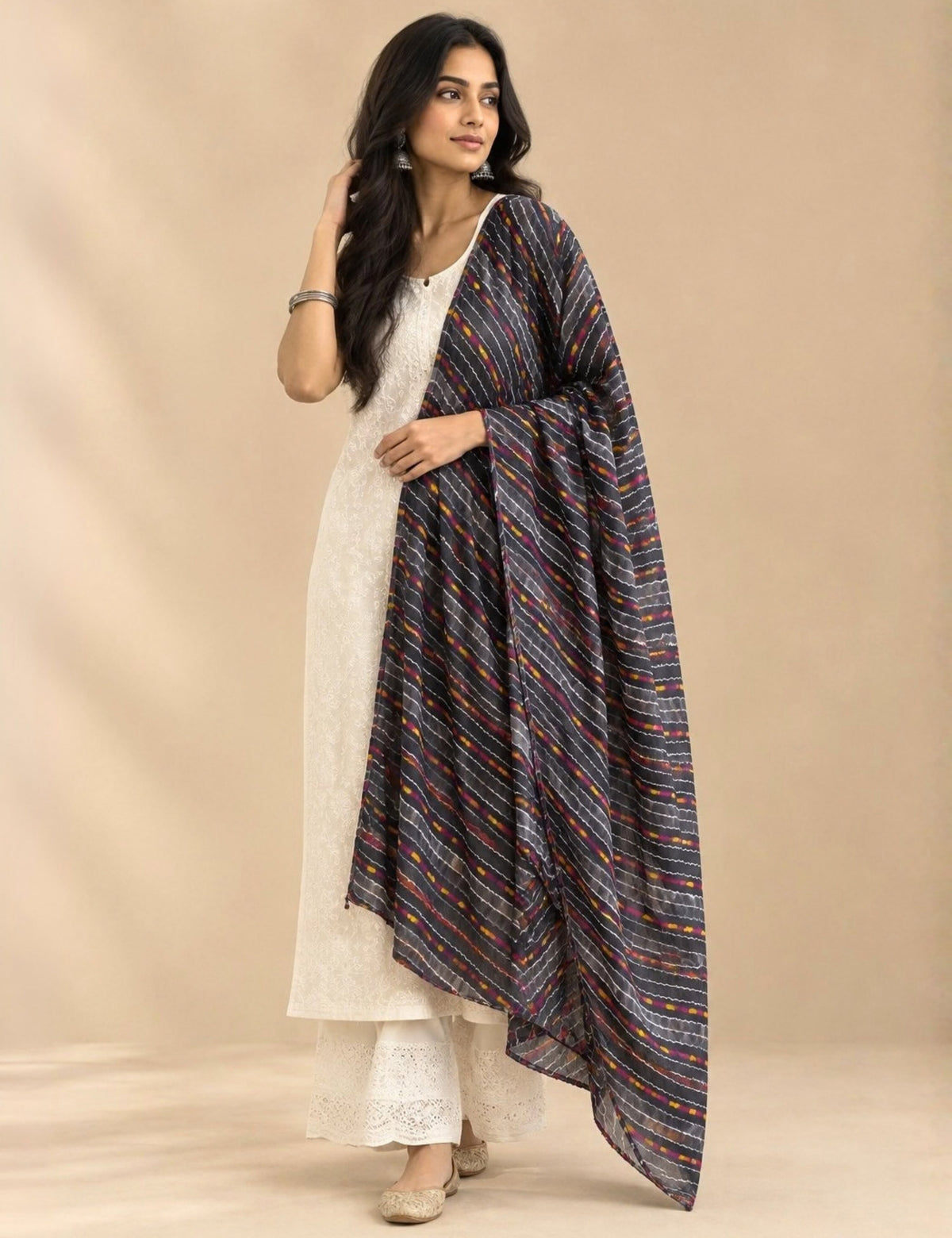 Ethnic Black Cotton Dupatta