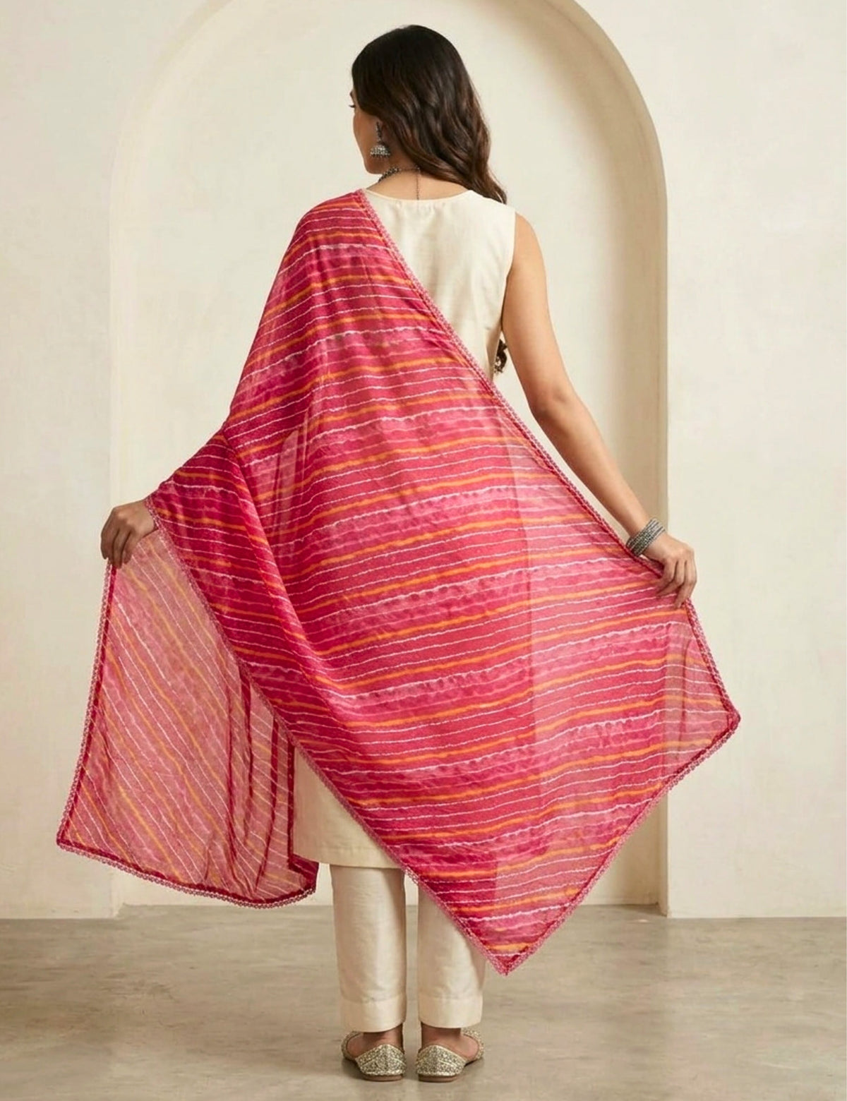 Ethnic Fuchsia Cotton Dupatta