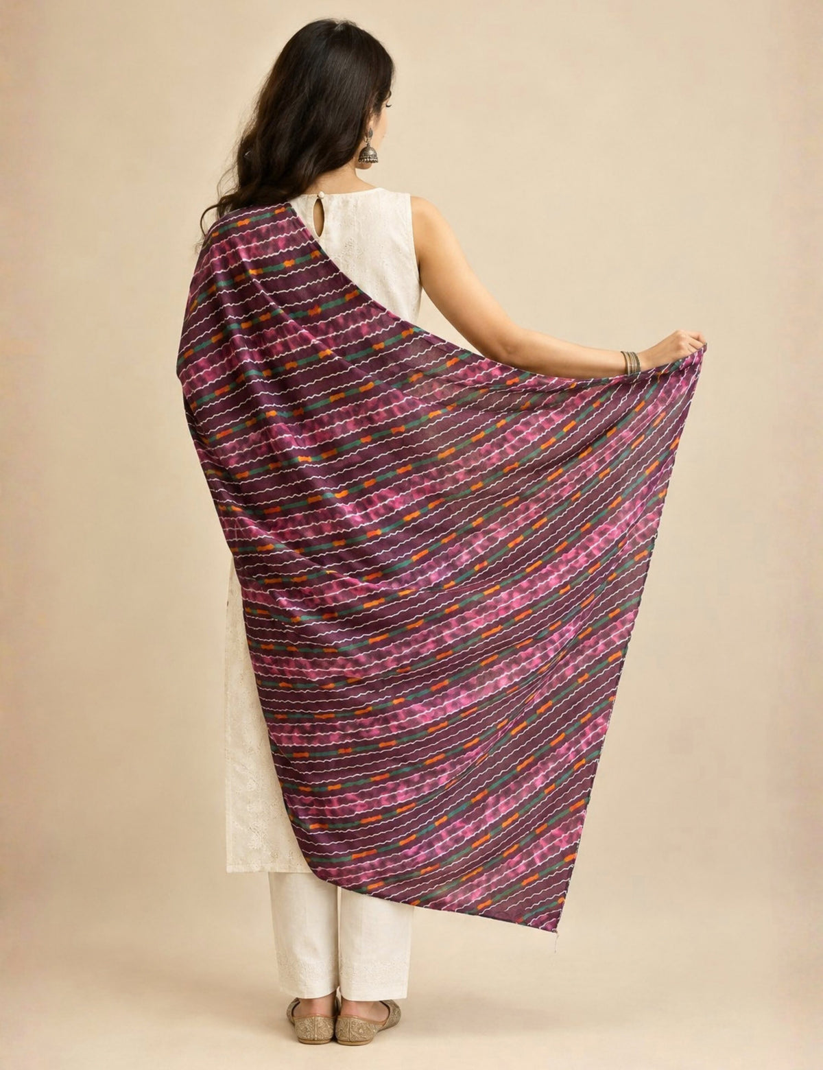 Ethnic Wine Cotton Dupatta