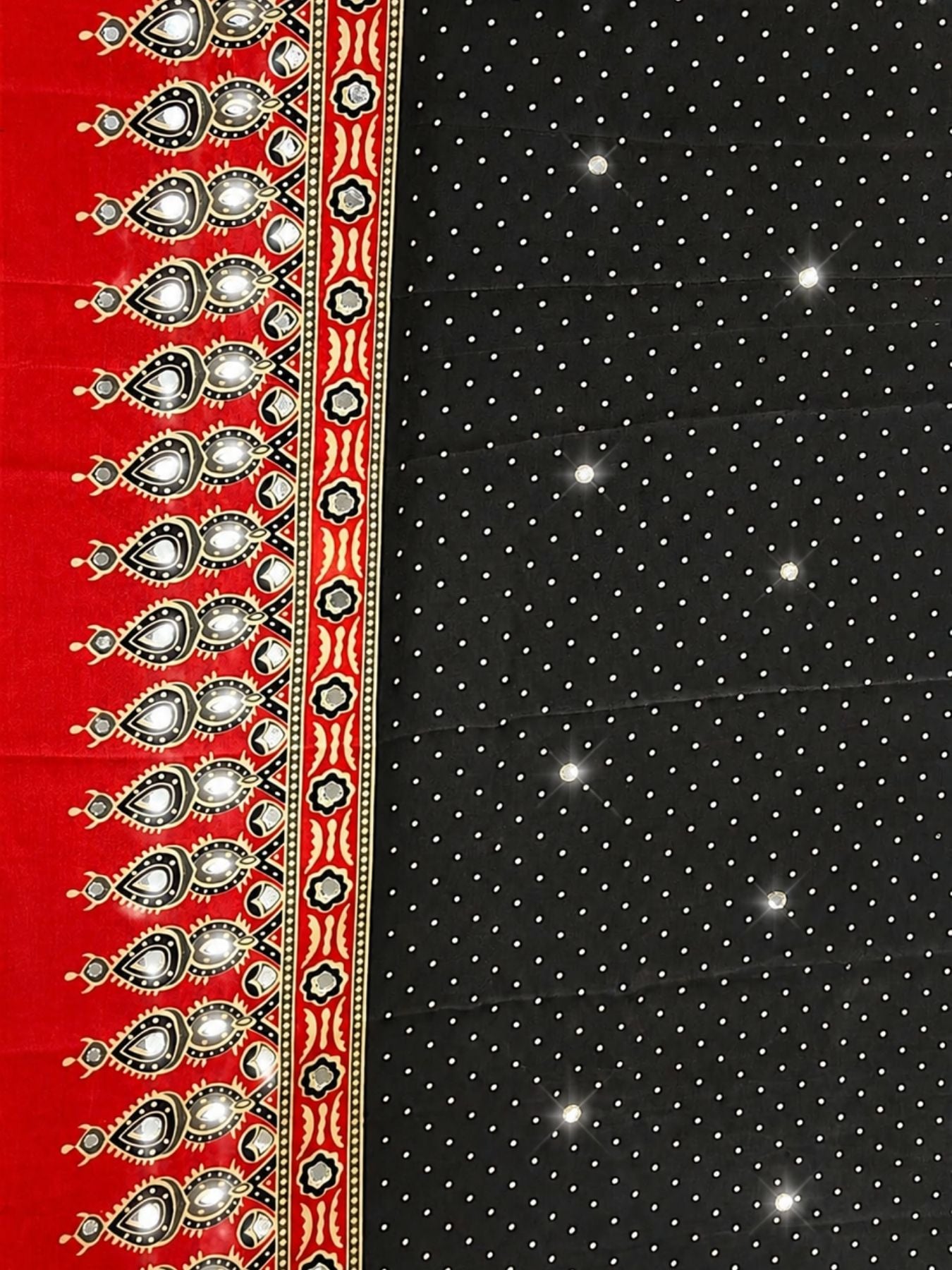 Ajrakh Crepe Silk Mirror Work Saree