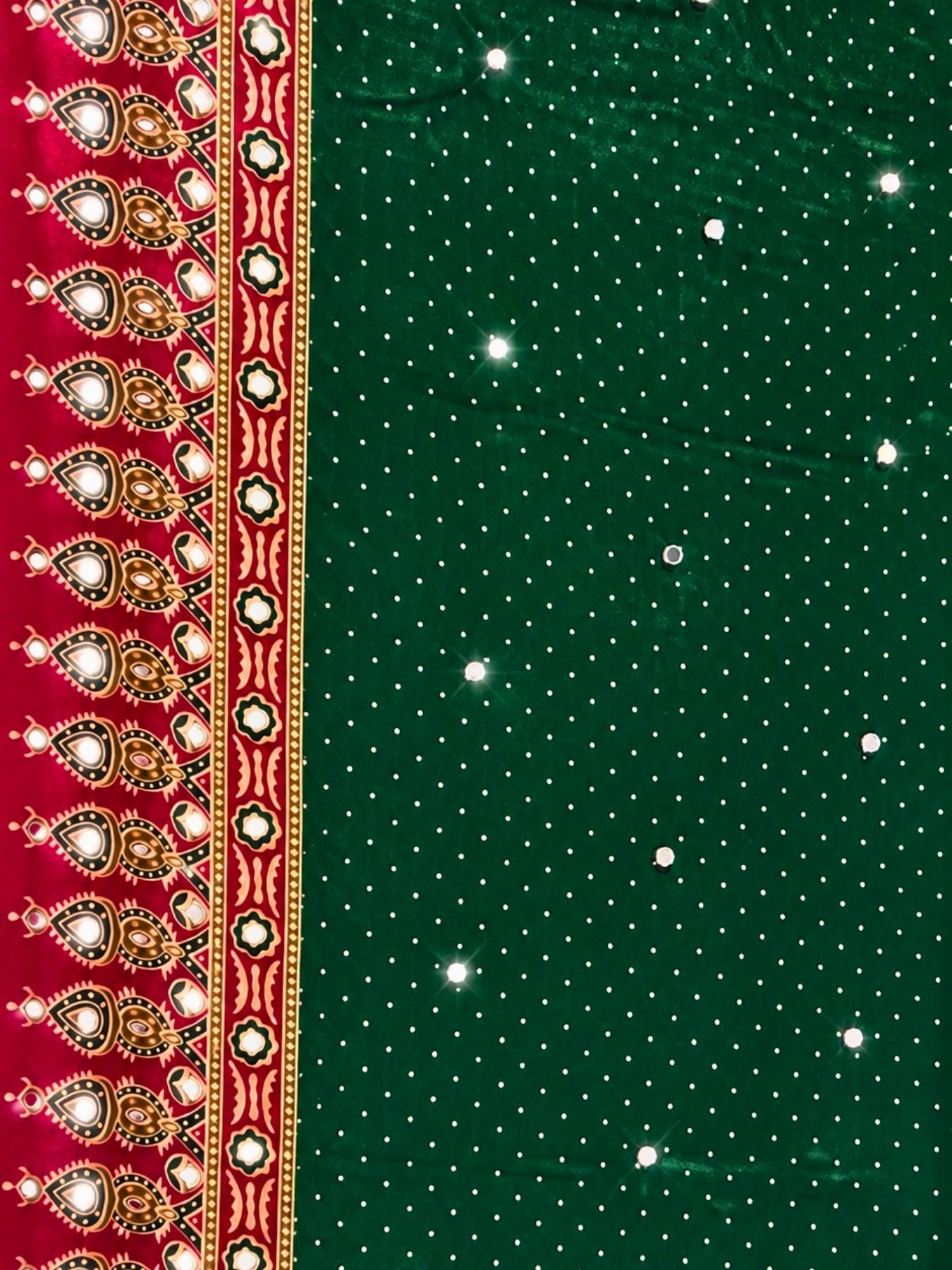 Ajrakh Crepe Silk Mirror Work Saree