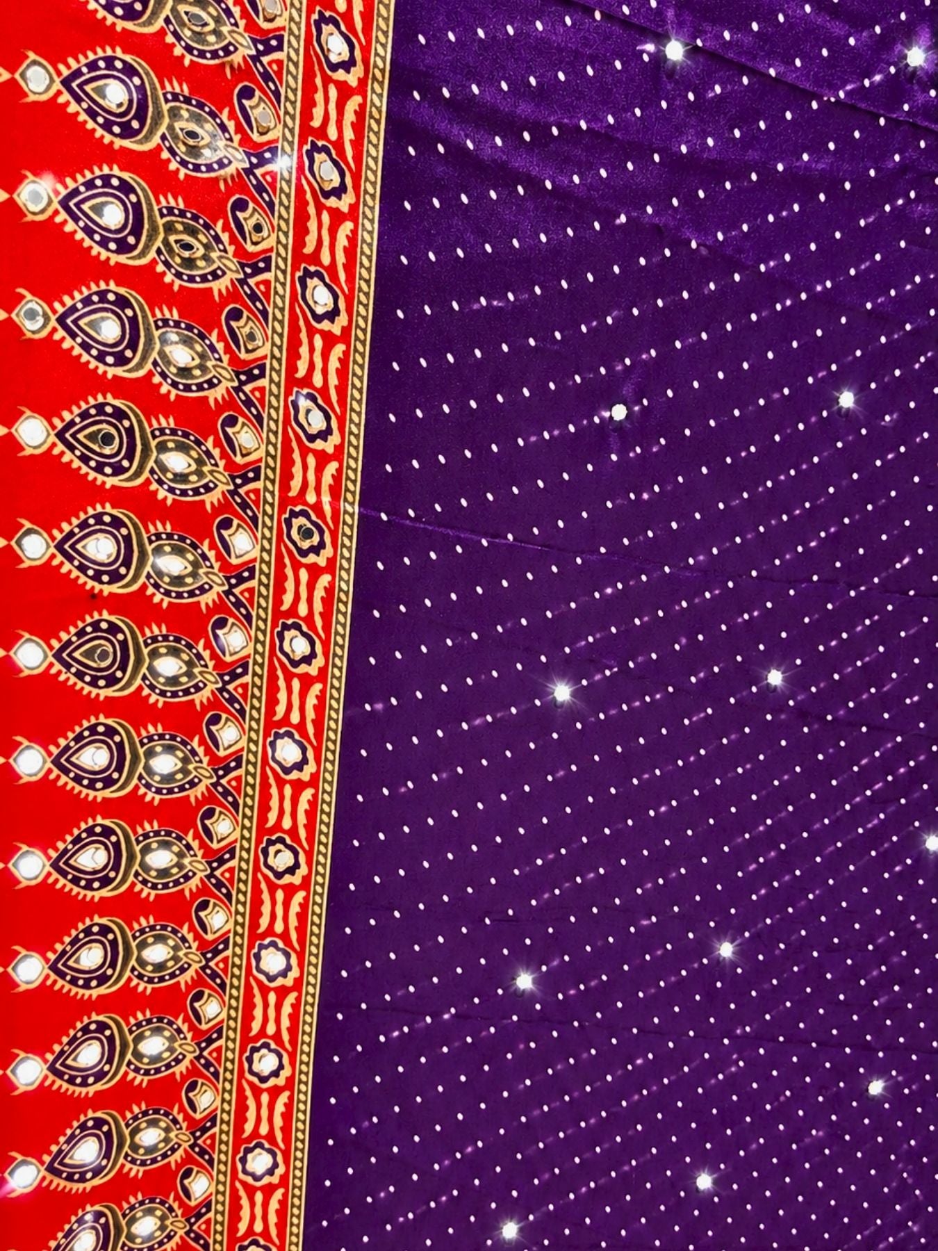 Ajrakh Crepe Silk Mirror Work Saree