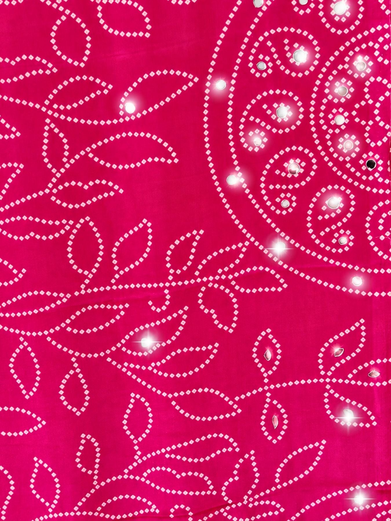Ajrakh Crepe Silk Mirror Work Saree
